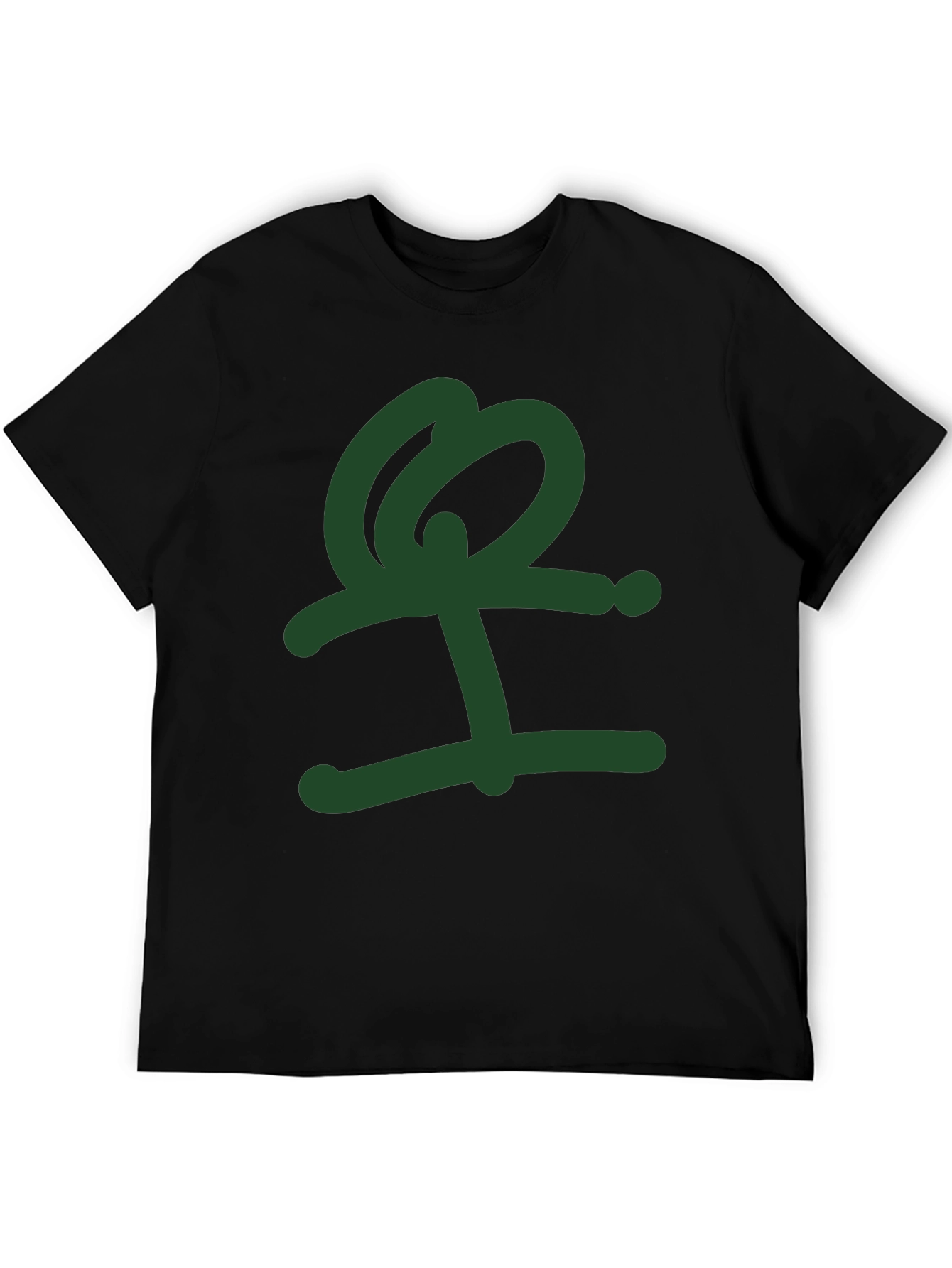 Abstract Green Graphic Print Black T-Shirt