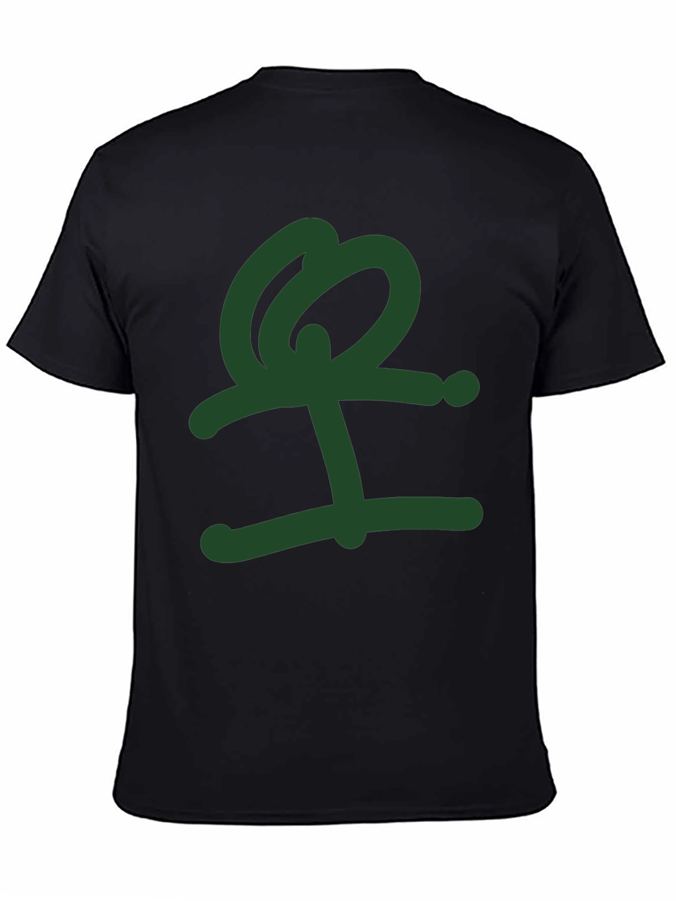 Abstract Green Graphic Print Black T-Shirt