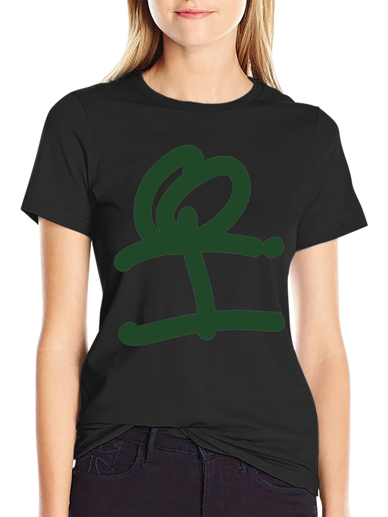 Abstract Green Graphic Print Black T-Shirt