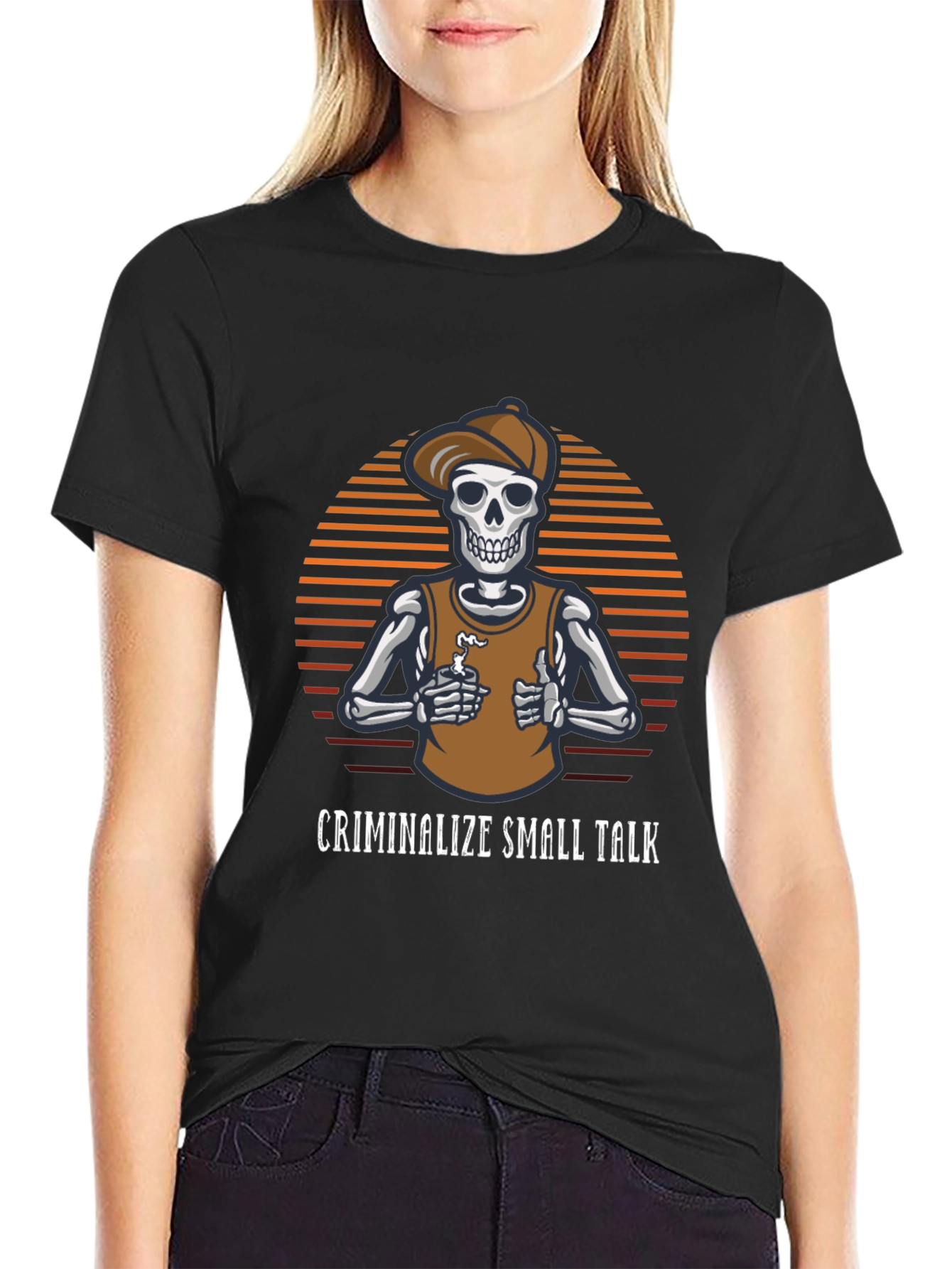 Criminalize Small Talk Skeleton T-Shirt