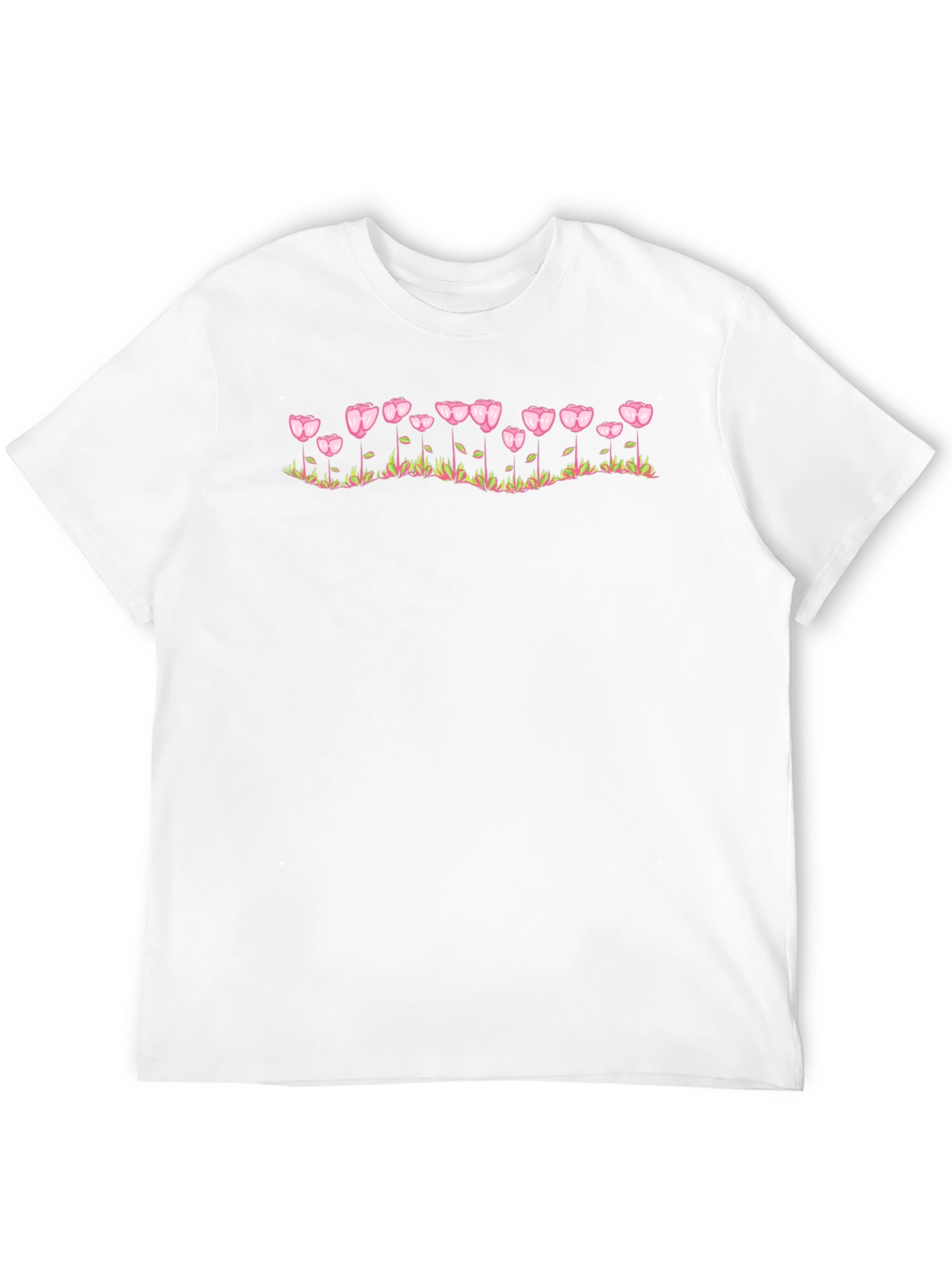 Floral Heart Tulip Graphic Black T-Shirt