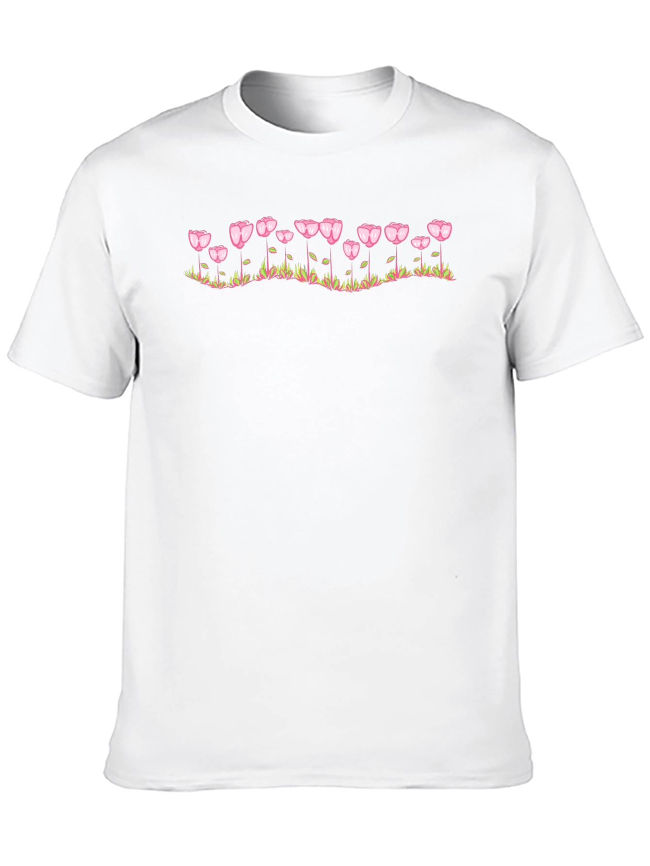 Floral Heart Tulip Graphic Black T-Shirt