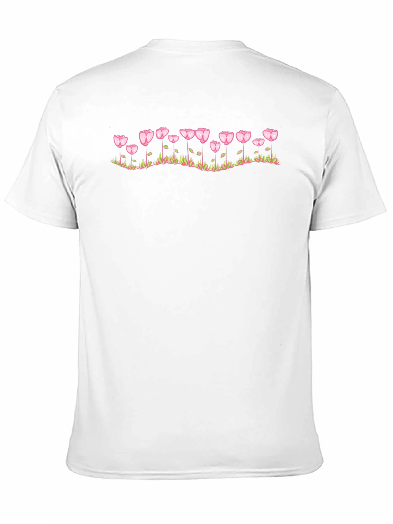 Floral Heart Tulip Graphic Black T-Shirt