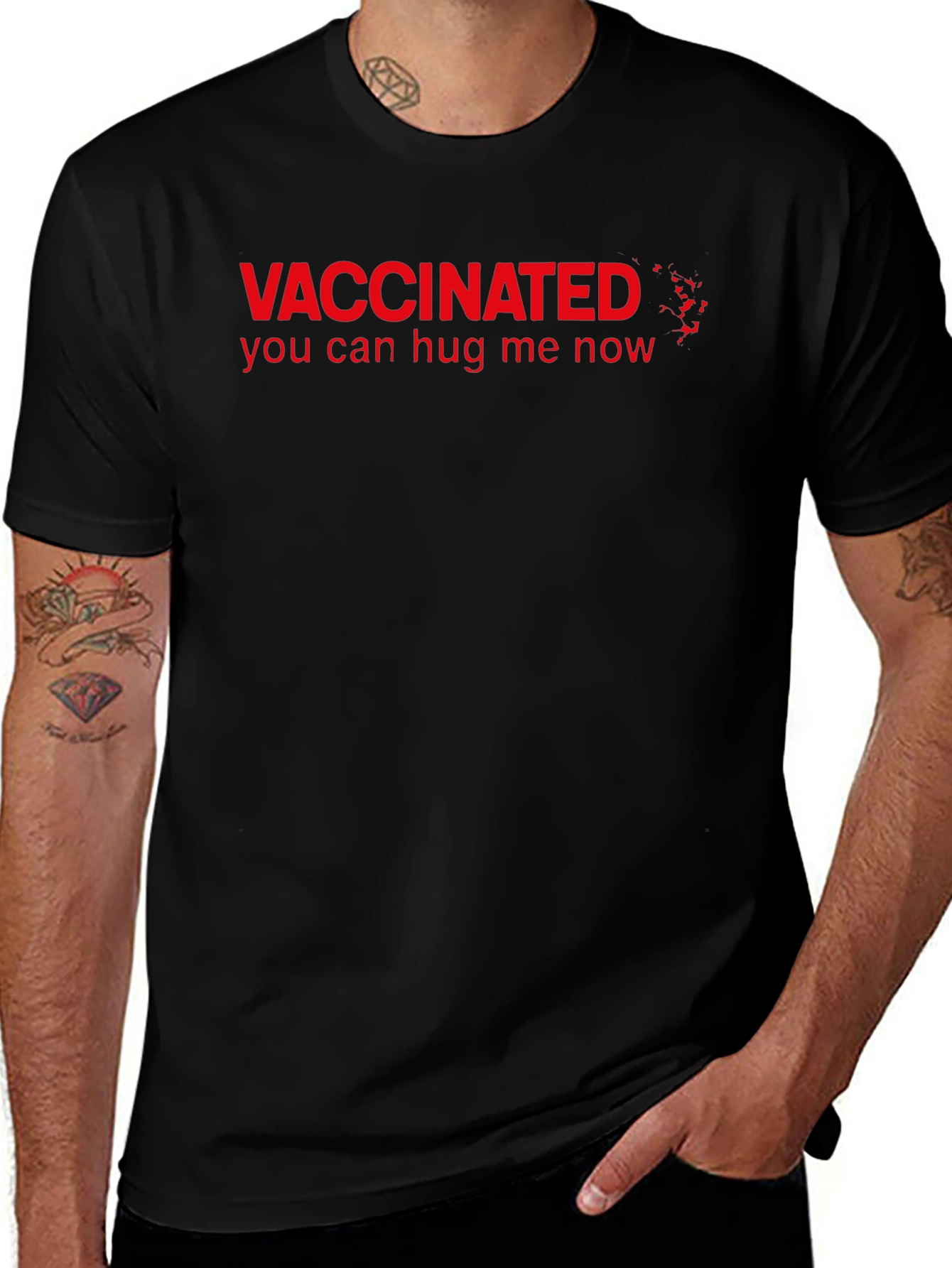 Vaccinated Hug Me Now Graphic T-Shirt