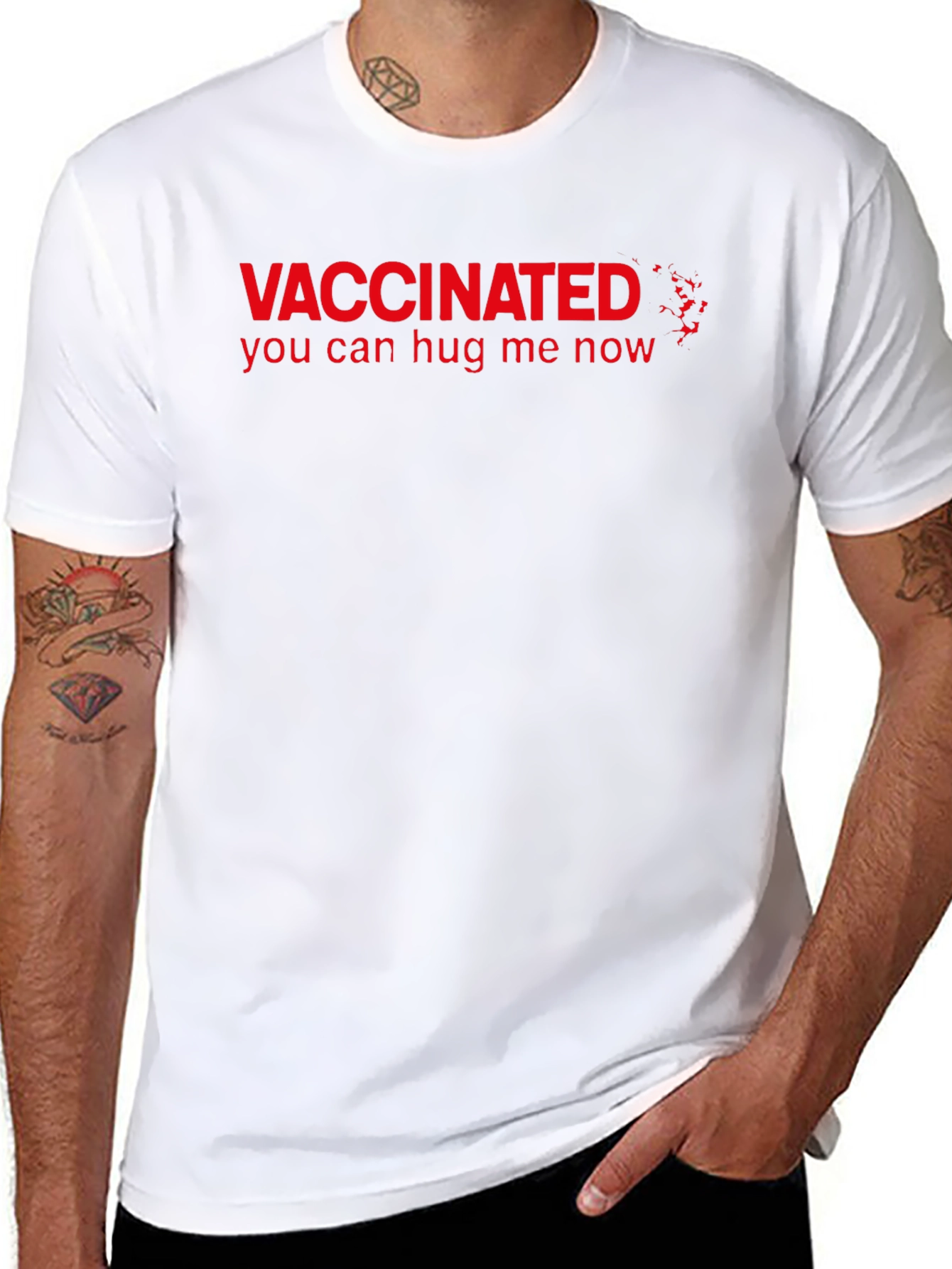 Vaccinated Hug Me Now Graphic T-Shirt