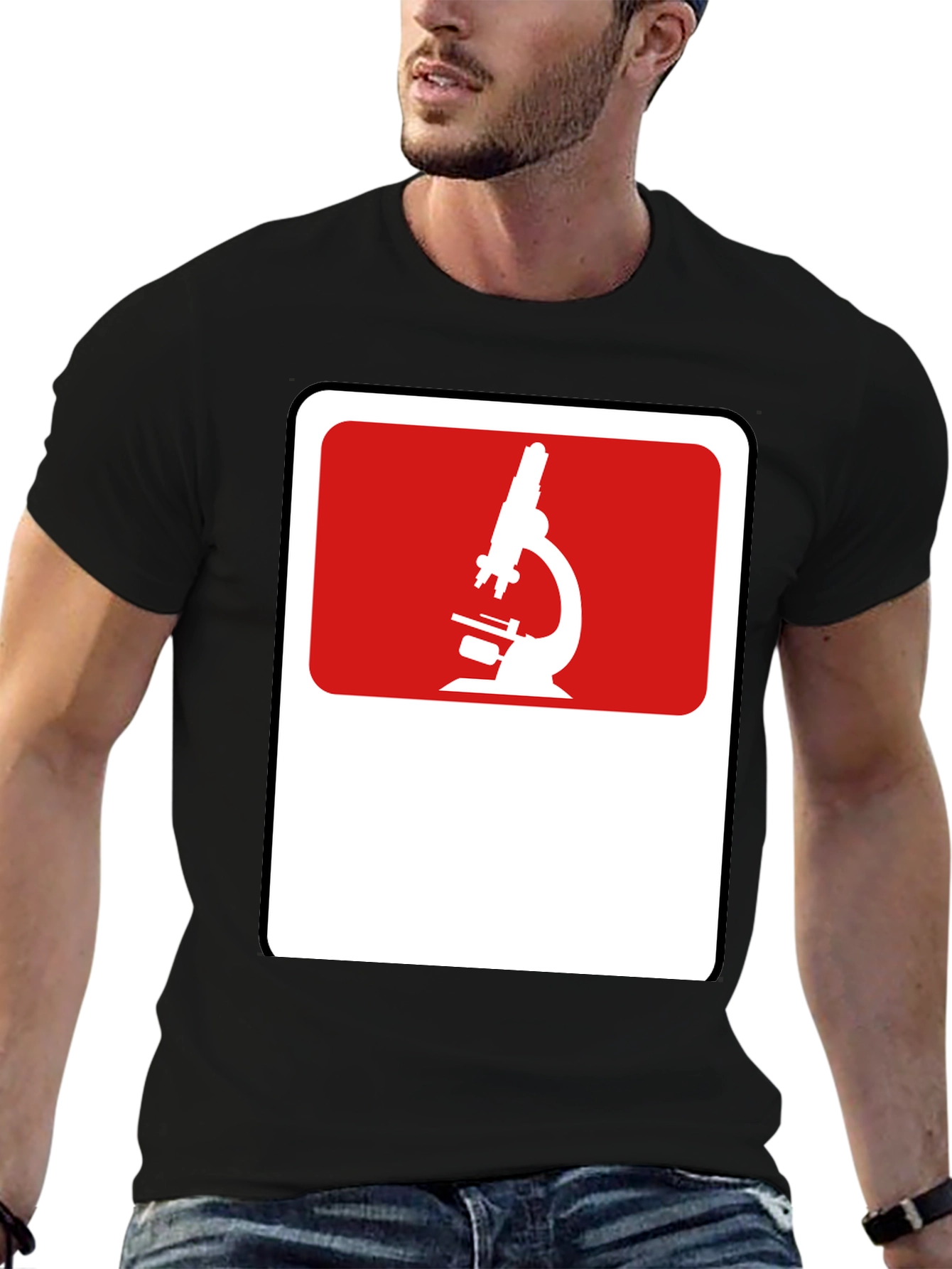 Science Microscope Graphic Black T-Shirt