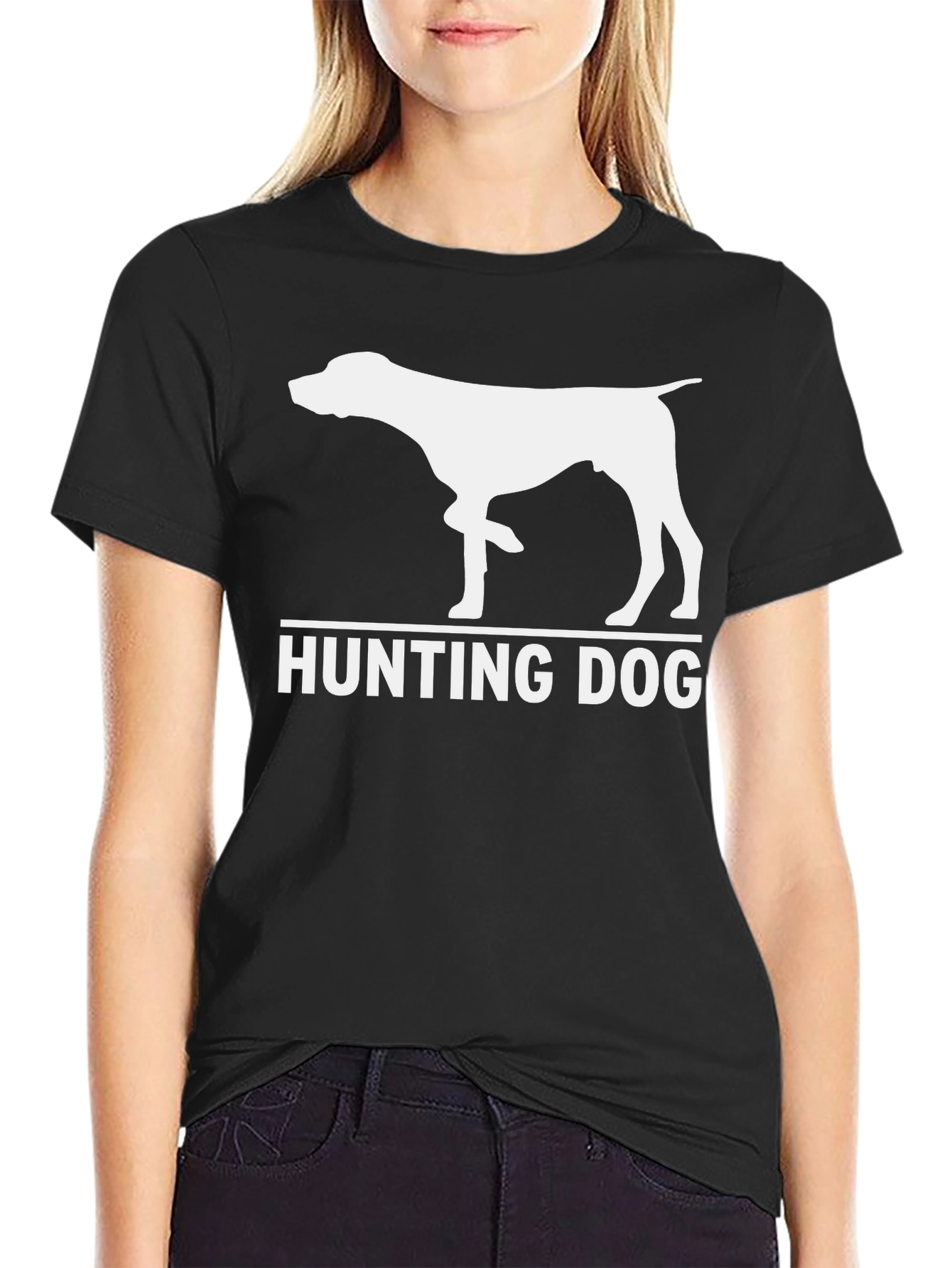 Hunting Dog Graphic T-Shirt - Black