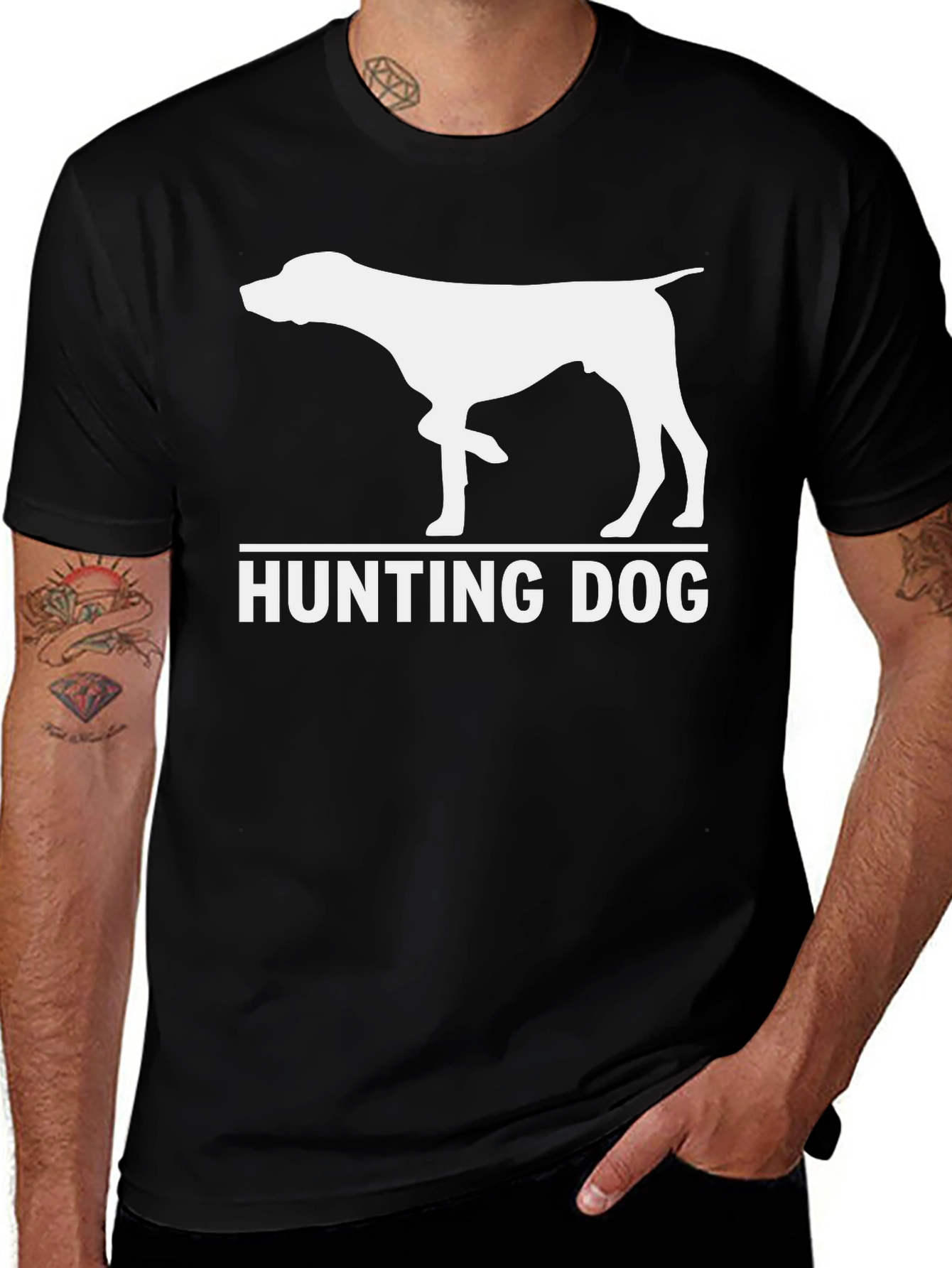 Hunting Dog Graphic T-Shirt - Black