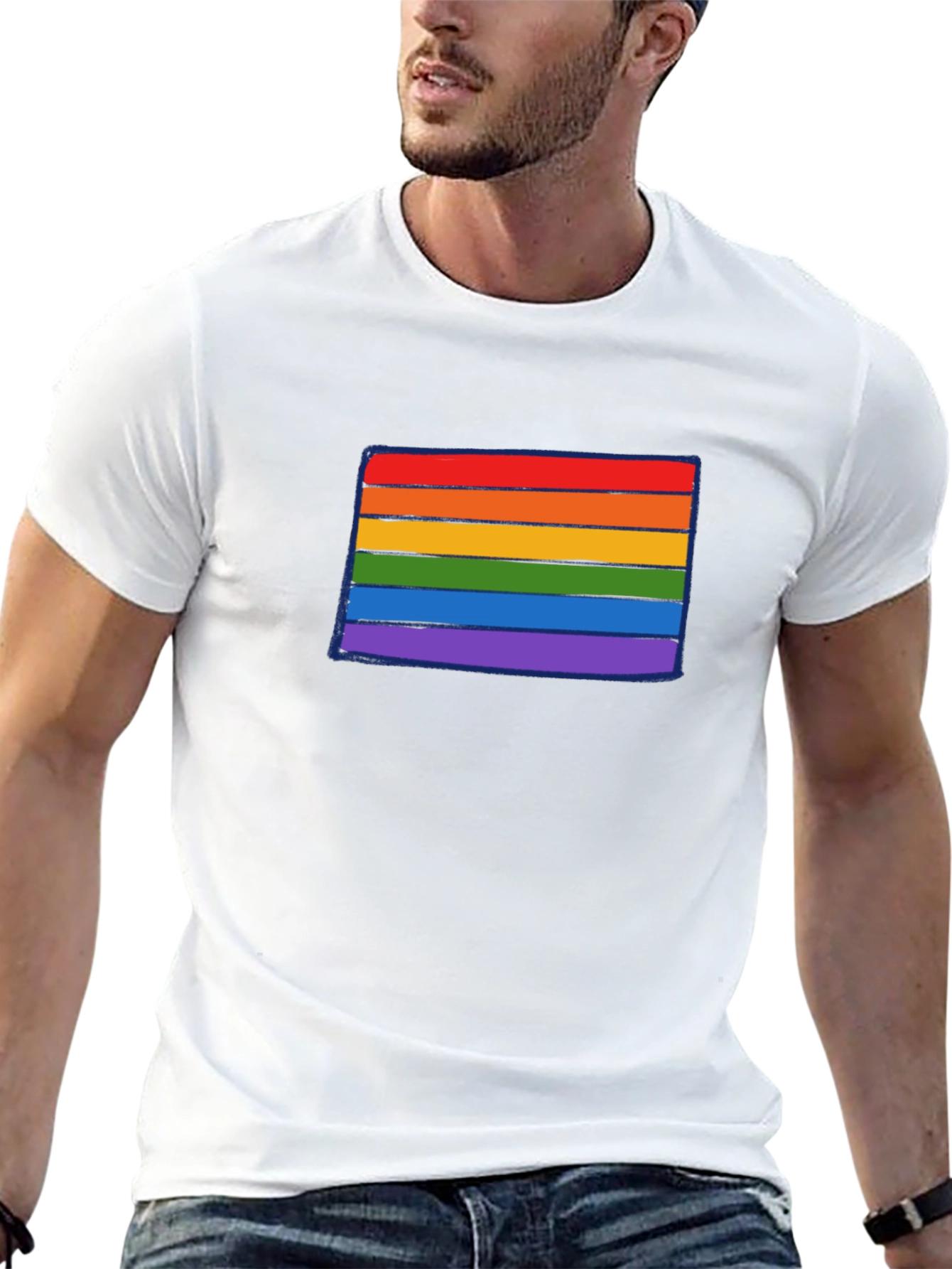 LGBTQ+ Pride Rainbow Stripe Graphic Tee