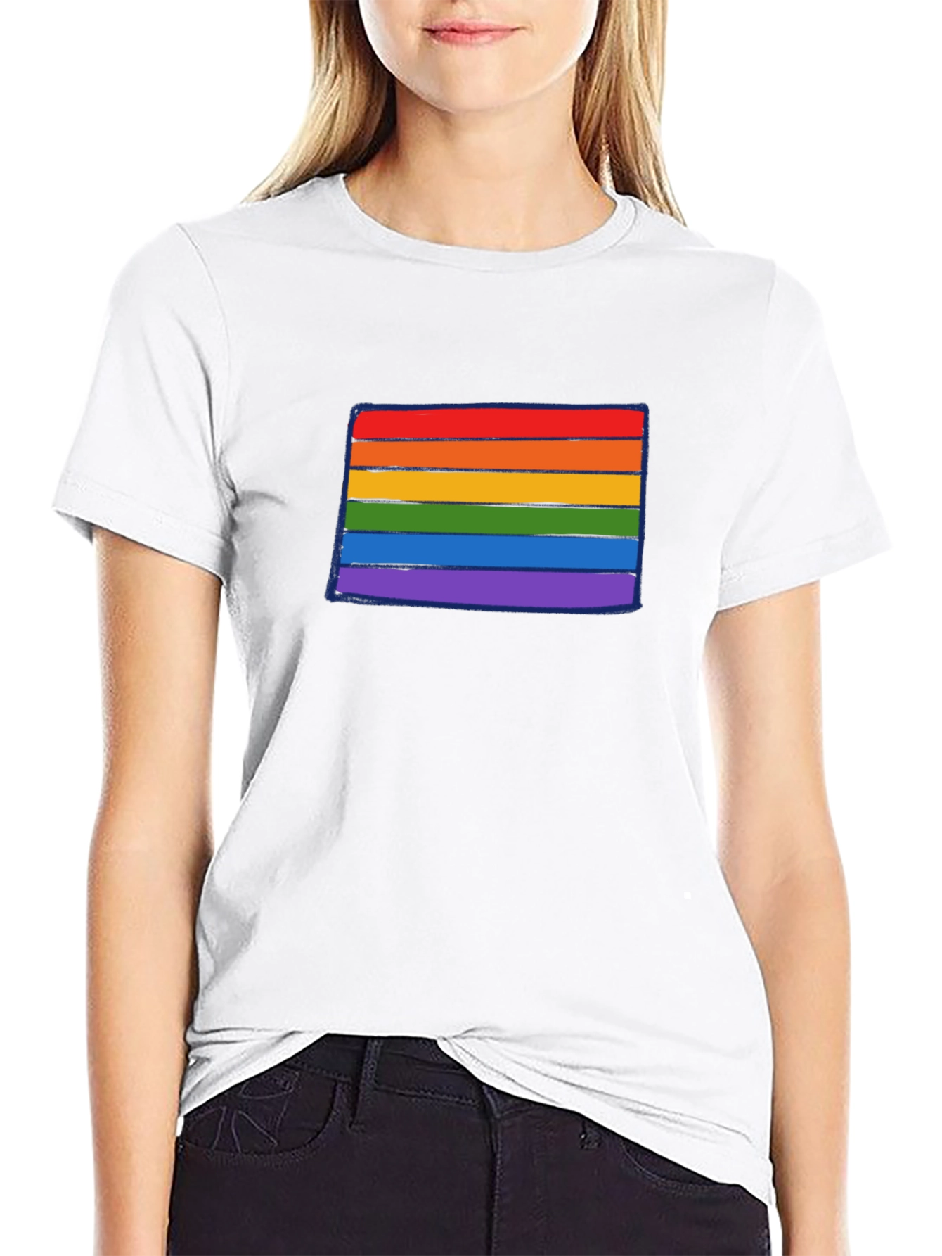 LGBTQ+ Pride Rainbow Stripe Graphic Tee