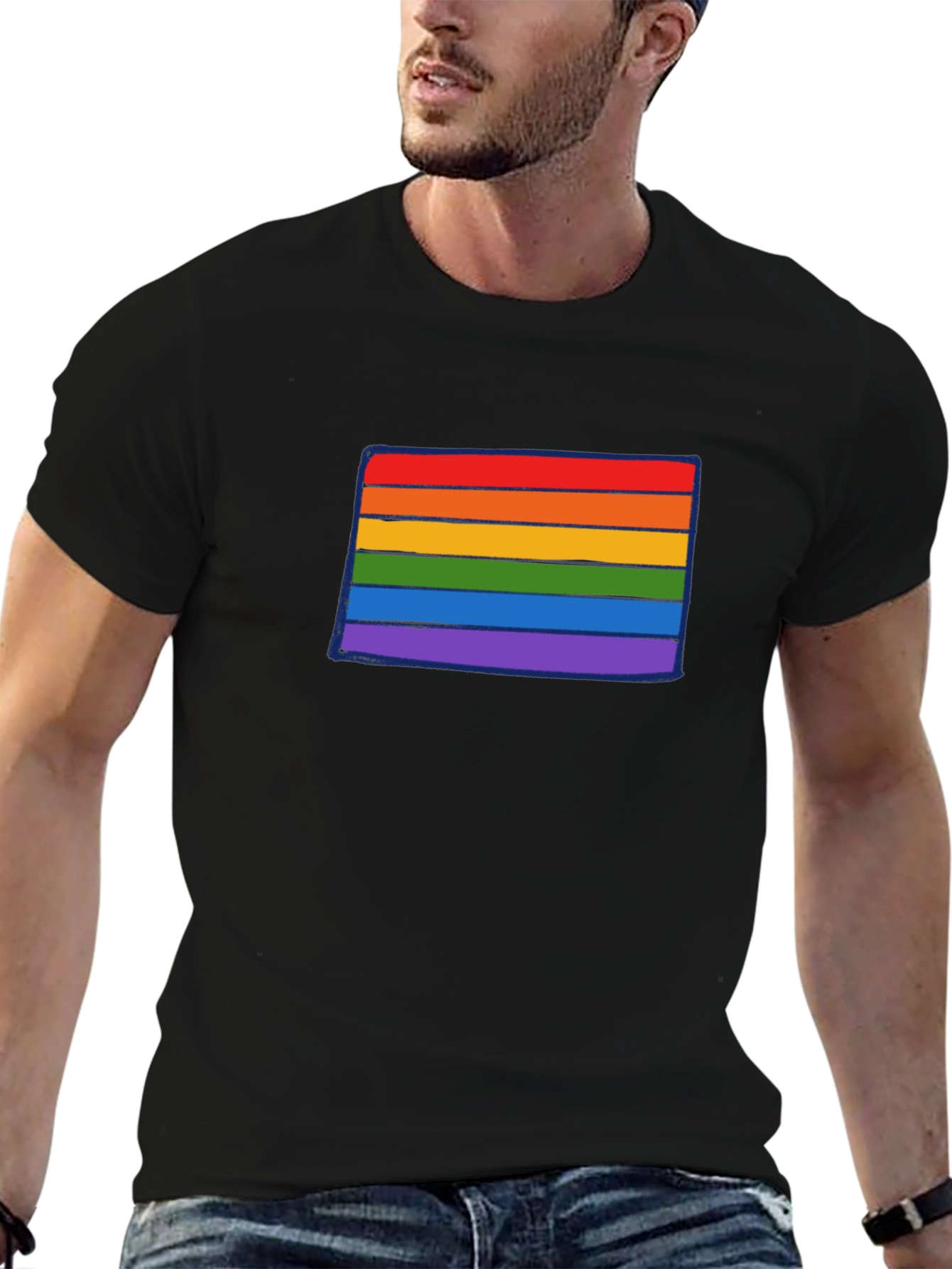LGBTQ+ Pride Rainbow Stripe Graphic Tee