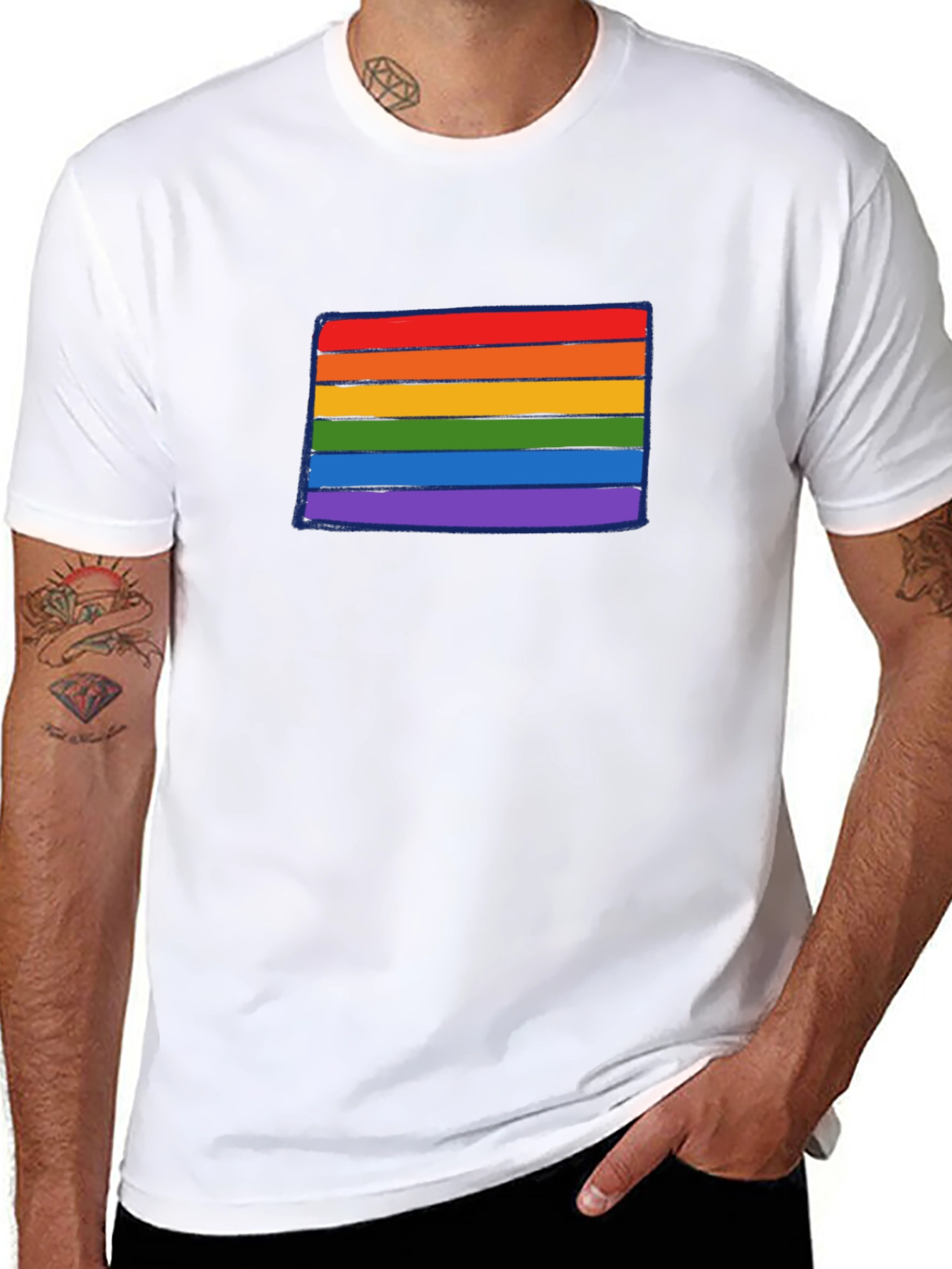 LGBTQ+ Pride Rainbow Stripe Graphic Tee
