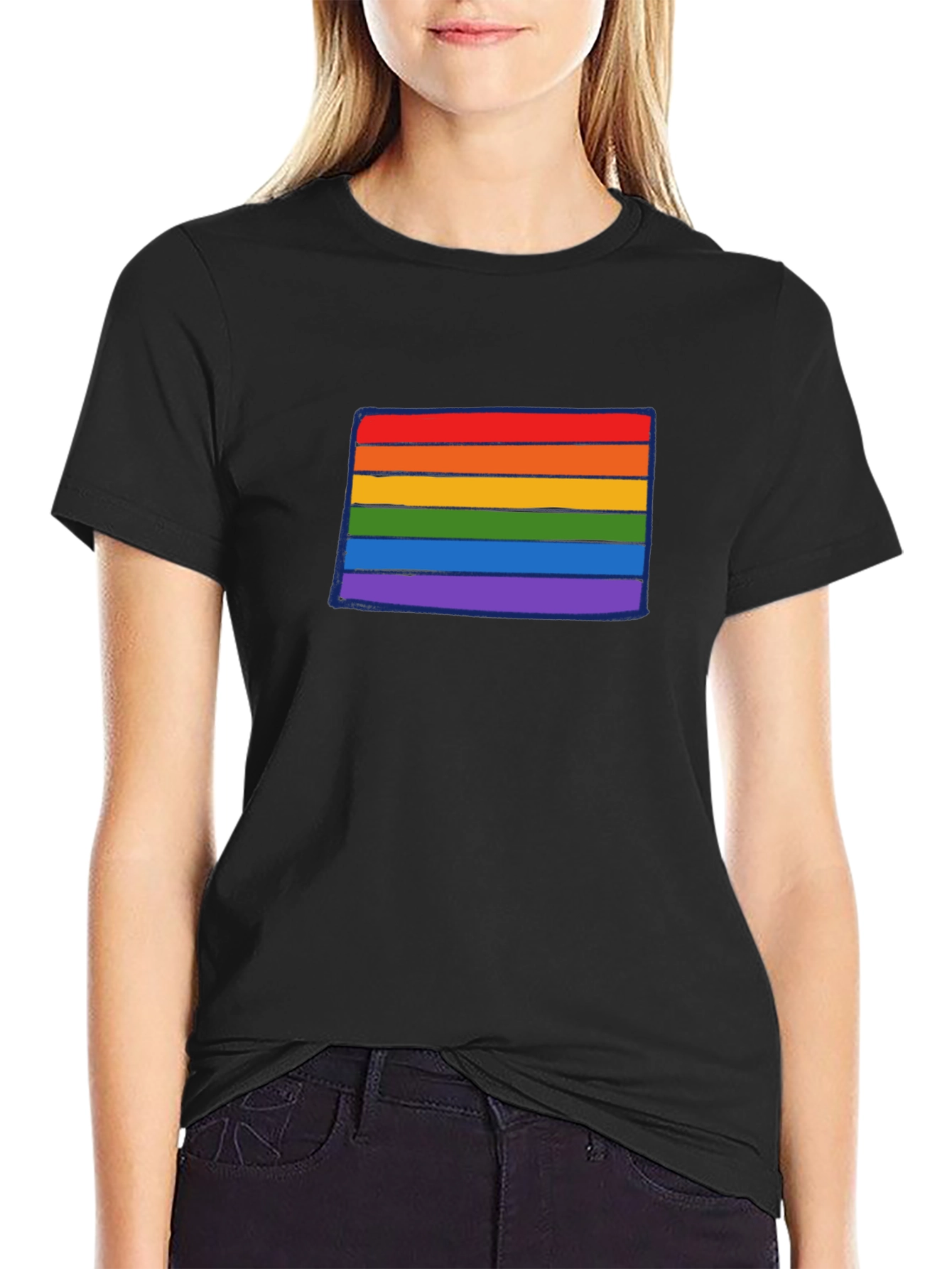 LGBTQ+ Pride Rainbow Stripe Graphic Tee