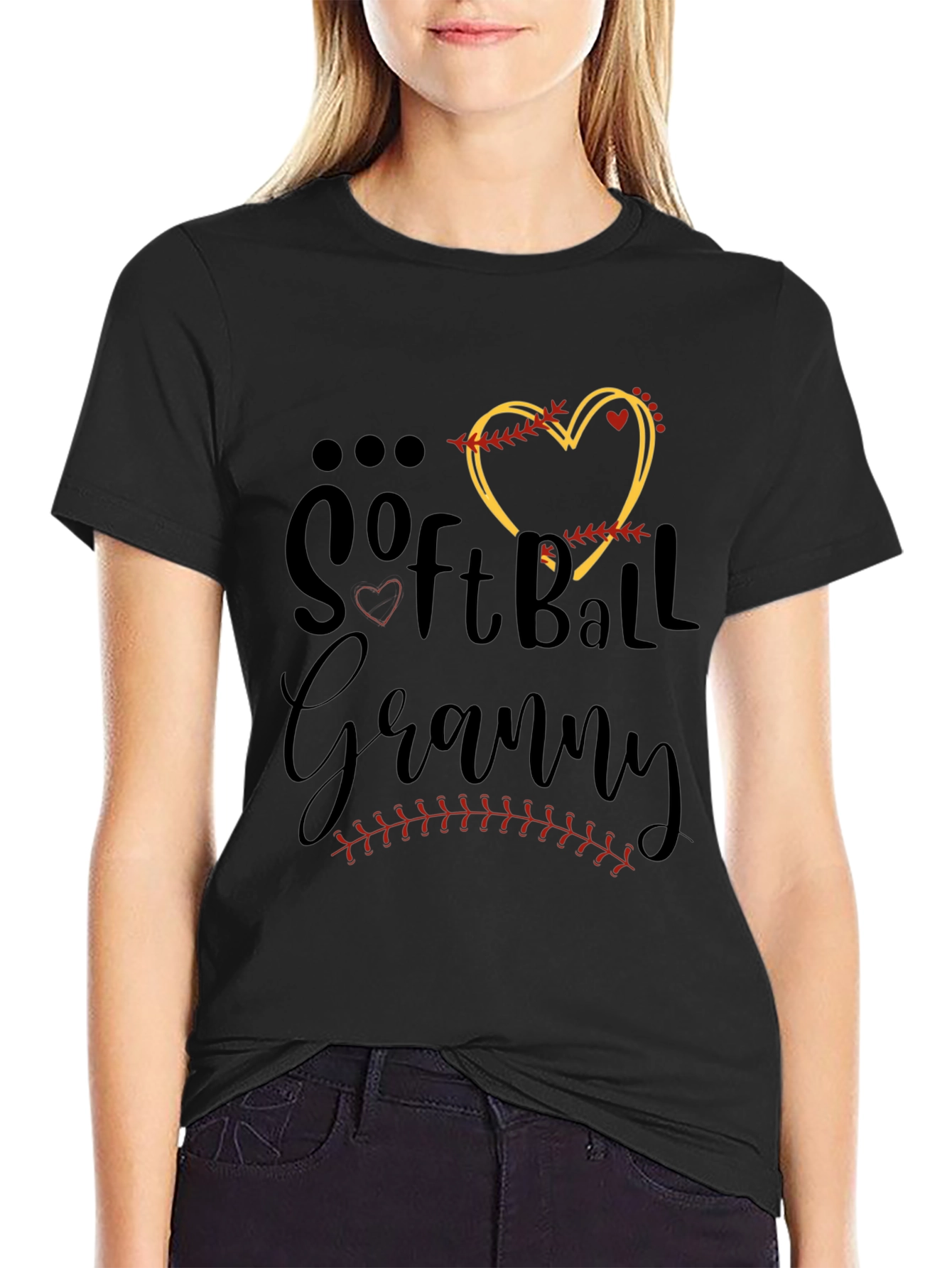 Softball Granny Black T-Shirt