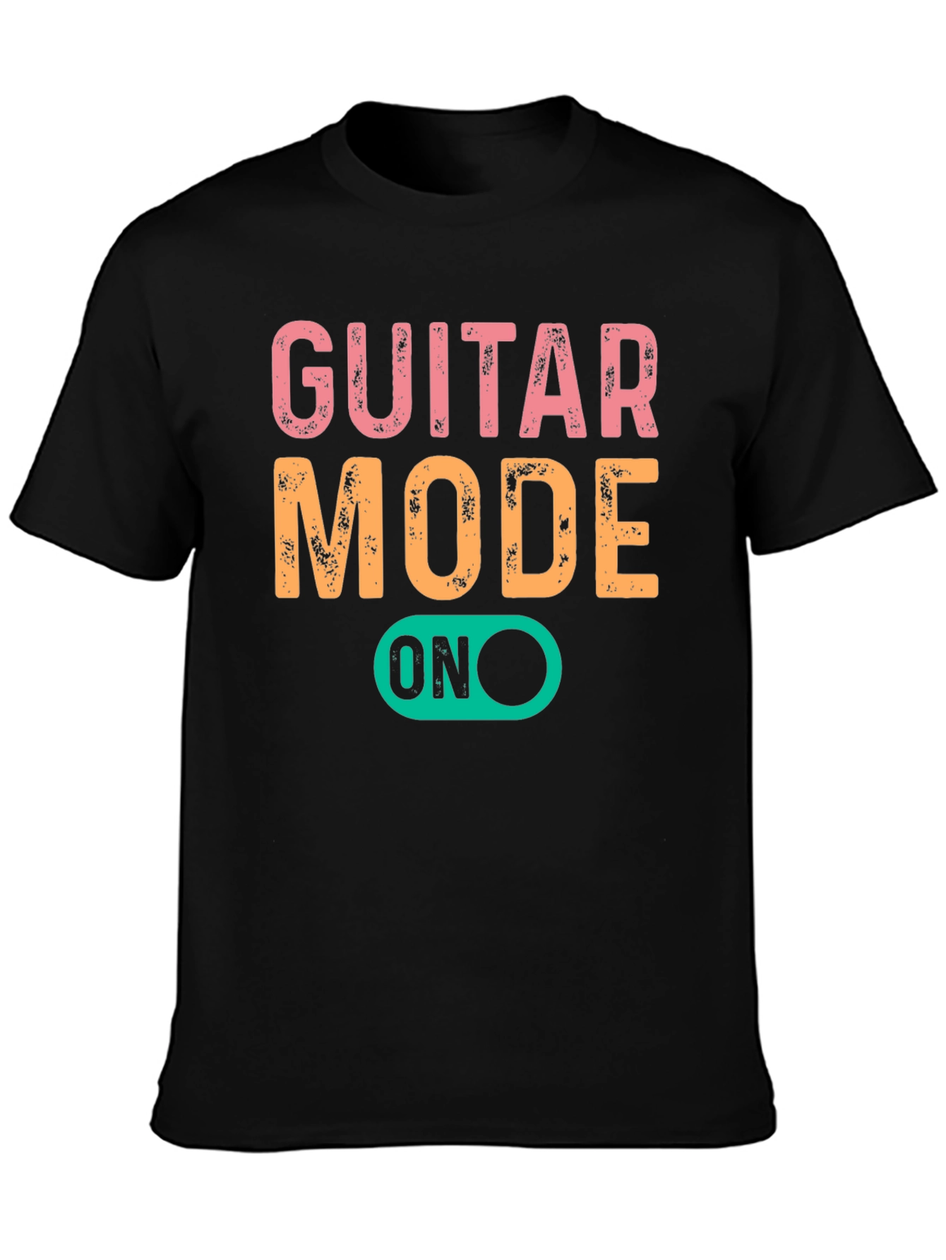 Guitar Mode On Graphic Tee - Black Cotton T-Shirt