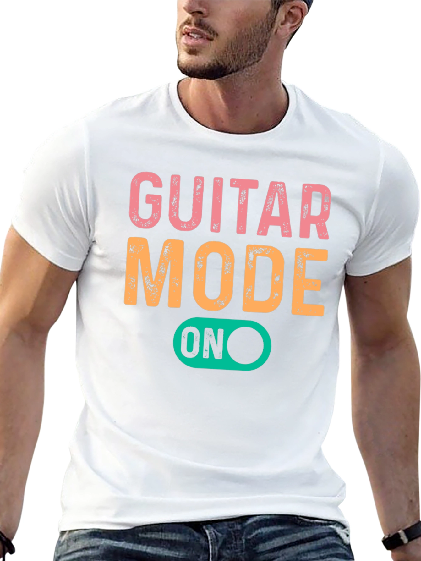 Guitar Mode On Graphic Tee - Black Cotton T-Shirt