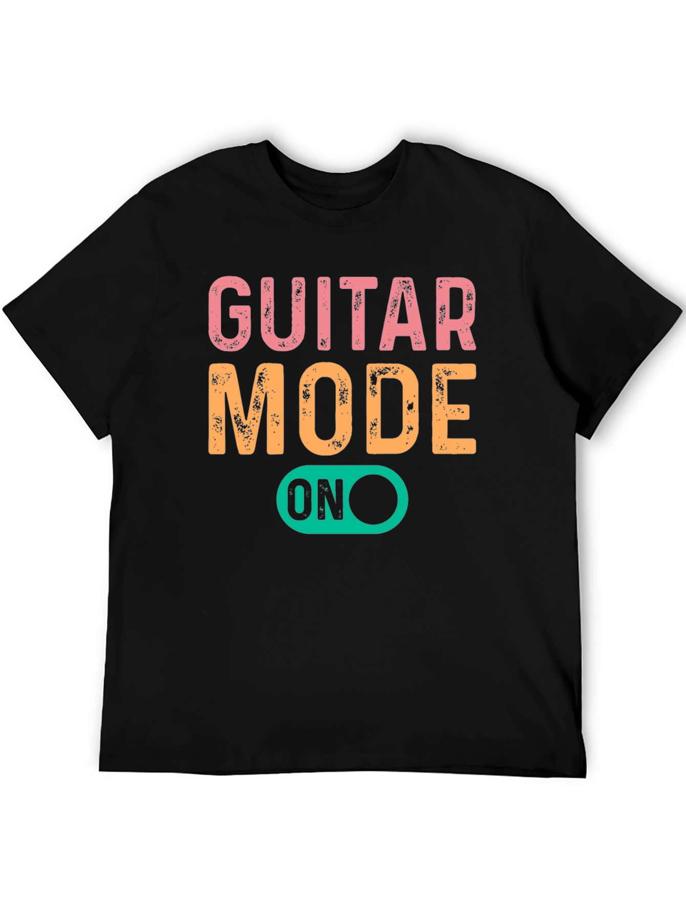 Guitar Mode On Graphic Tee - Black Cotton T-Shirt