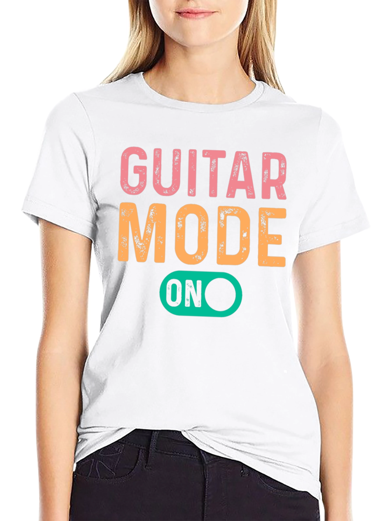 Guitar Mode On Graphic Tee - Black Cotton T-Shirt