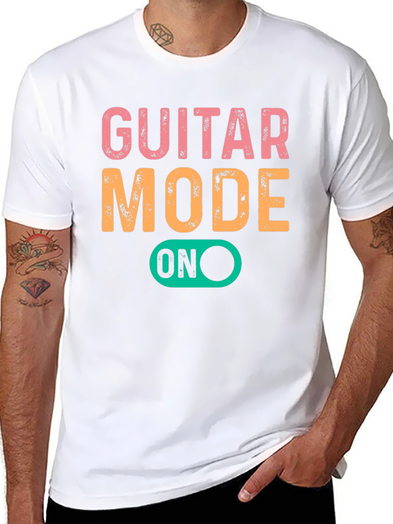 Guitar Mode On Graphic Tee - Black Cotton T-Shirt