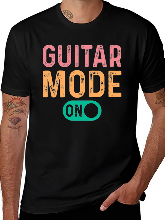Guitar Mode On Graphic Tee - Black Cotton T-Shirt
