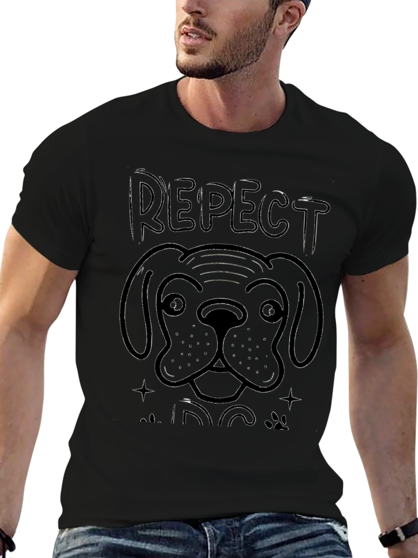 Respect Dog Graphic Tee - Mens Black T-Shirt
