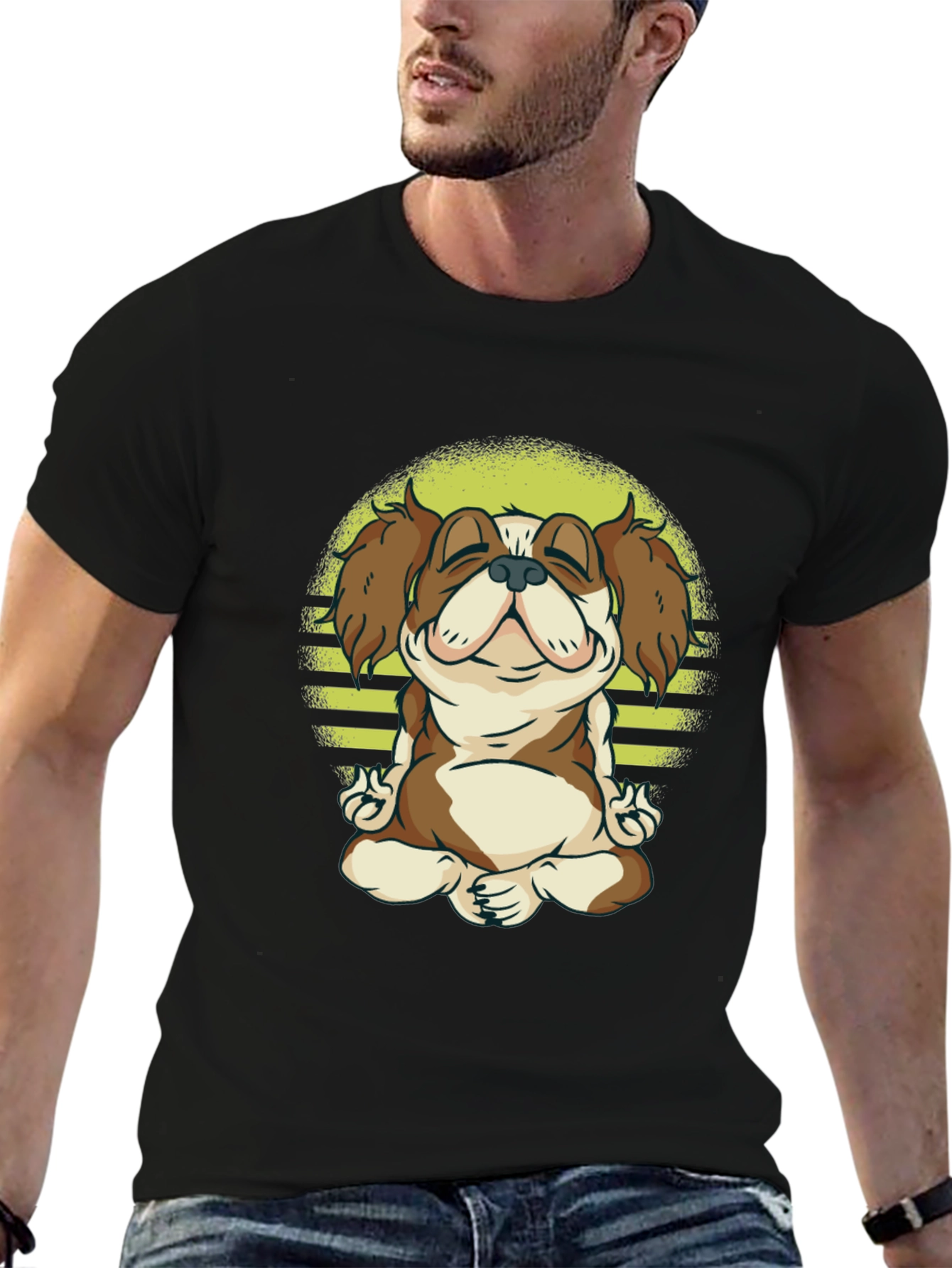 Zen Dog Tee: Meditating Canine Graphic T-Shirt