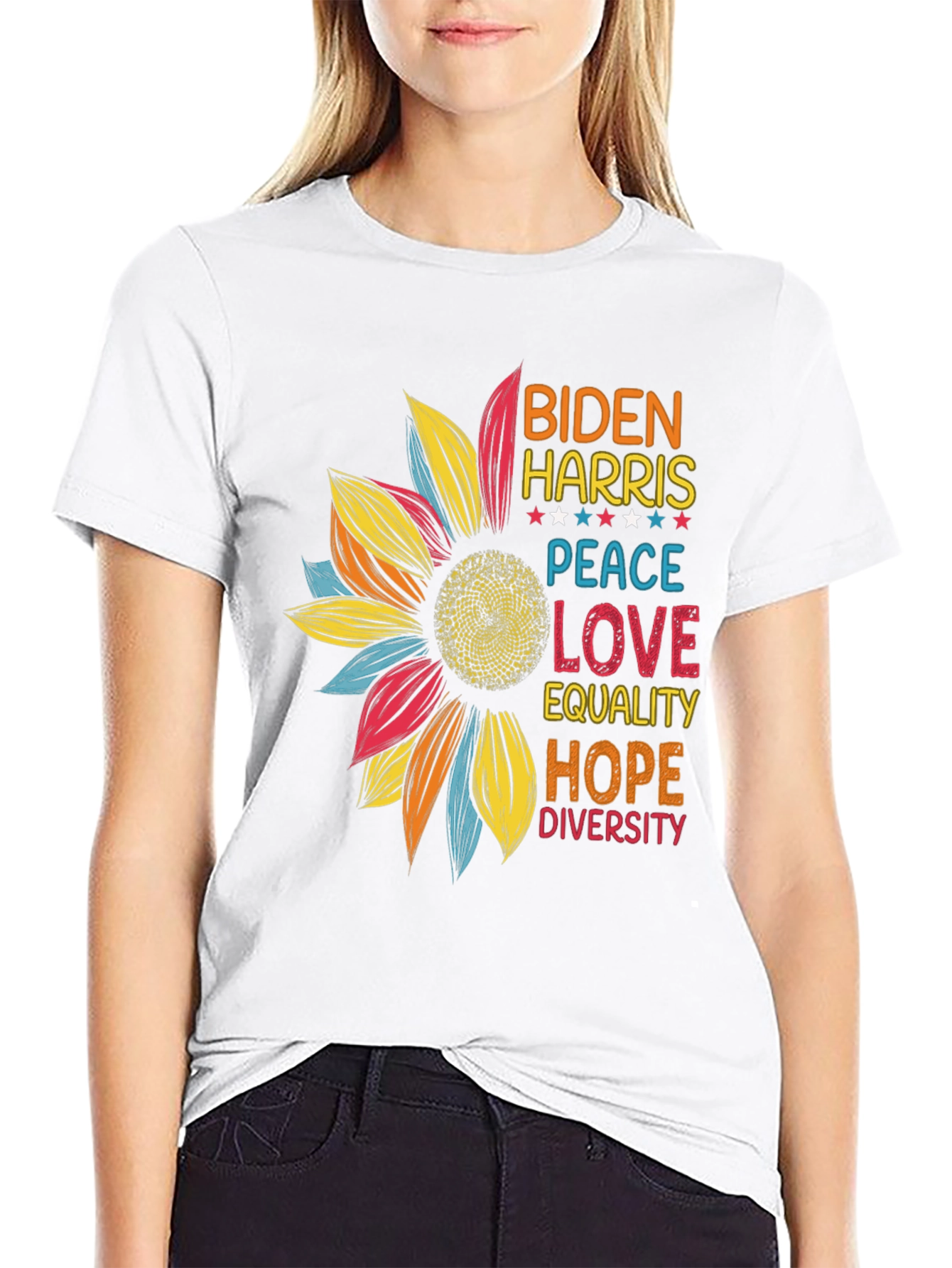 Biden Harris Peace Love Equality Graphic Tee