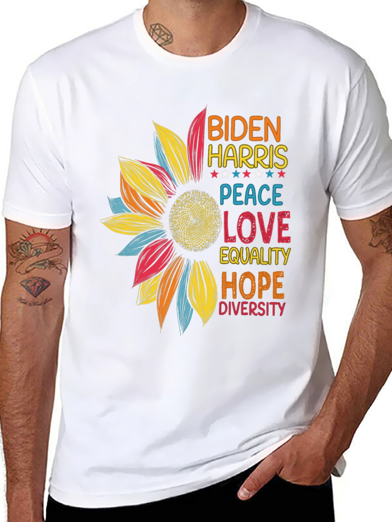 Biden Harris Peace Love Equality Graphic Tee