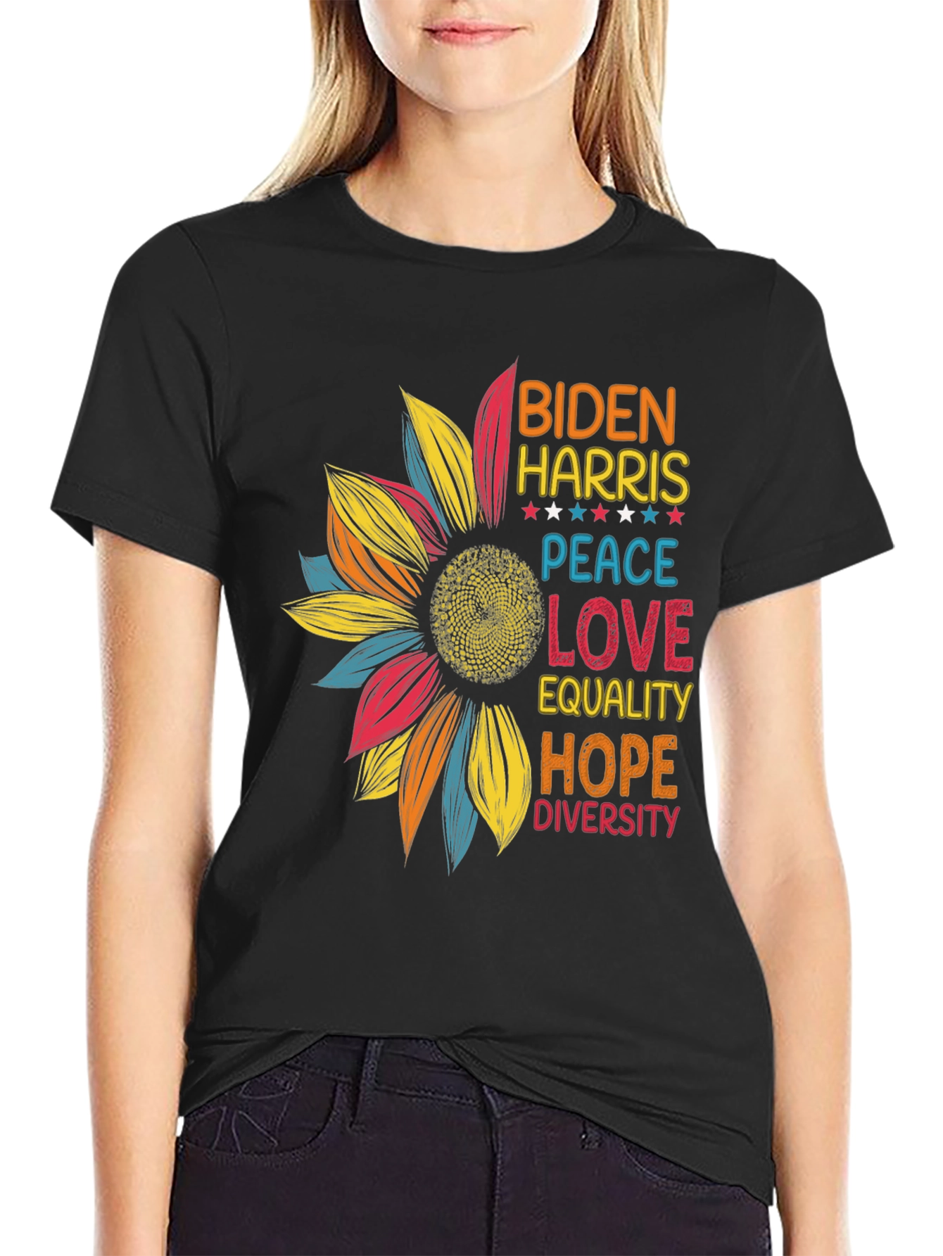 Biden Harris Peace Love Equality Graphic Tee