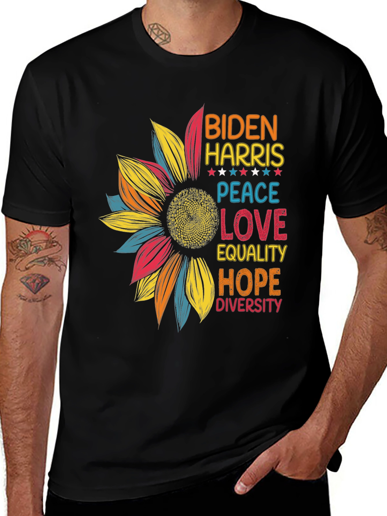 Biden Harris Peace Love Equality Graphic Tee