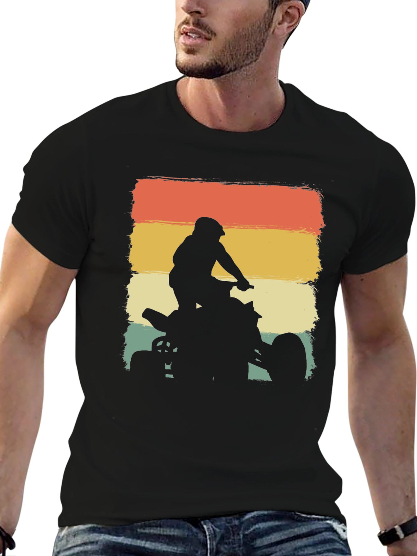 ATV Rider Silhouette Retro T-Shirt