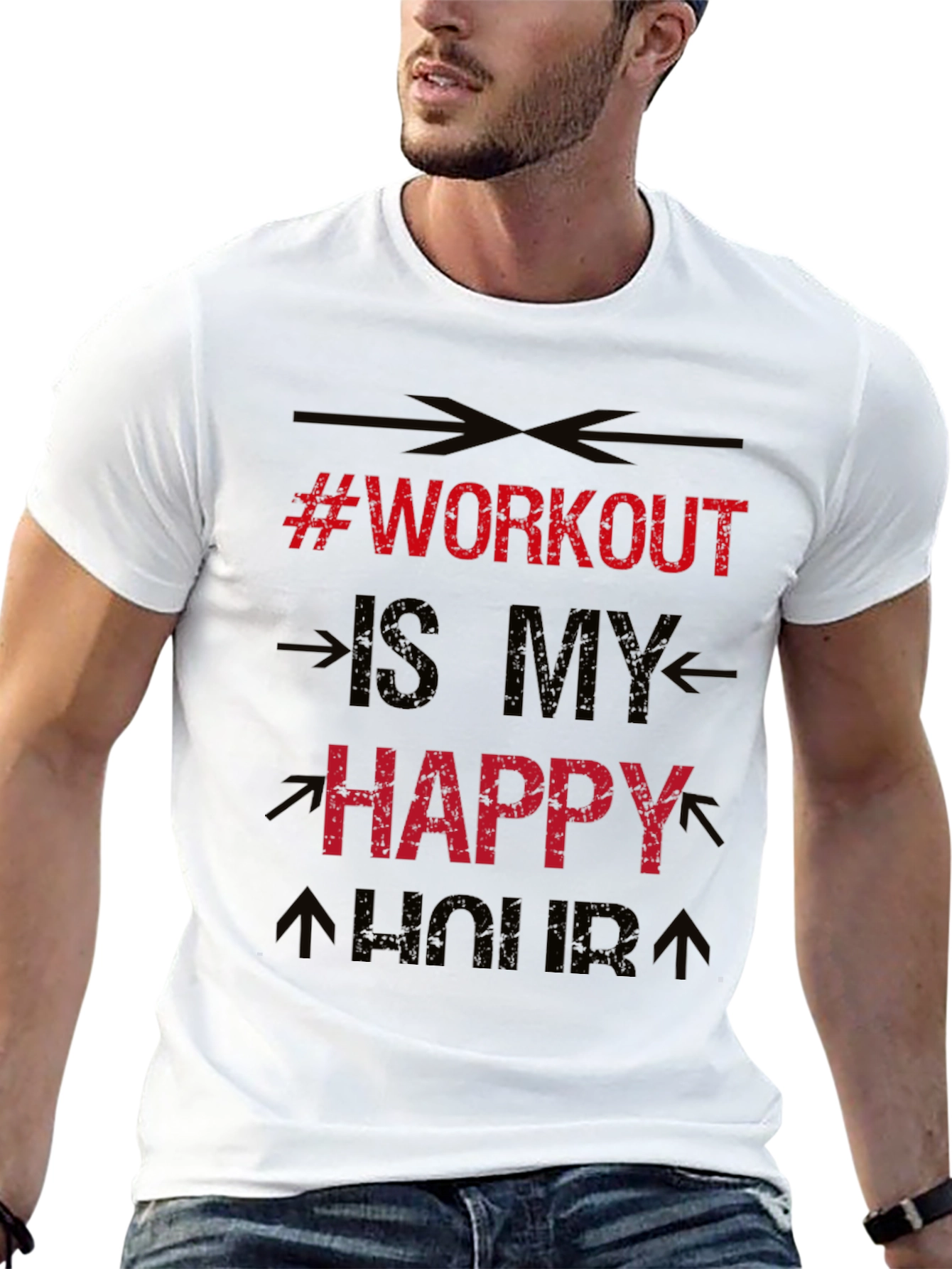 Workout is My Happy Hour Black T-Shirt