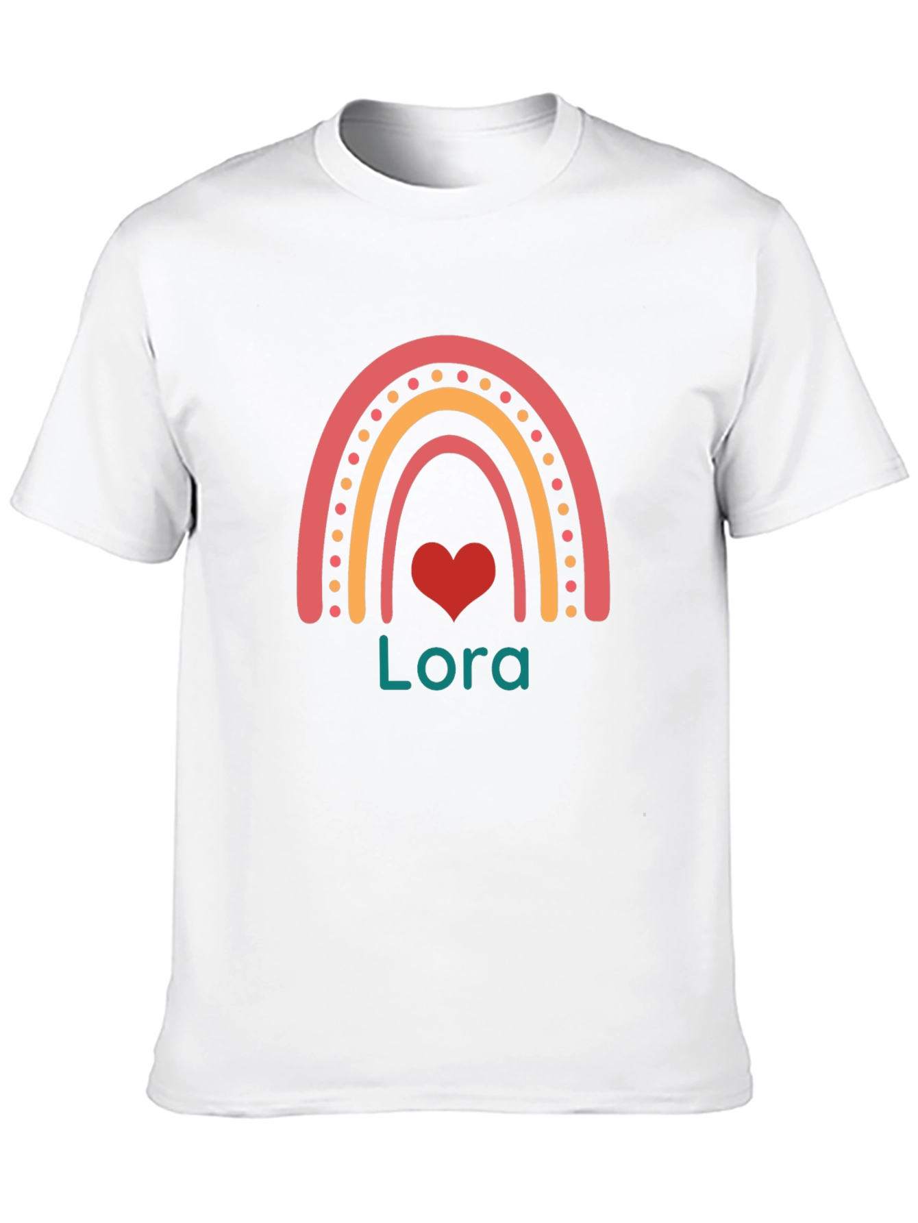 Personalized Rainbow Heart T-Shirt - Lora