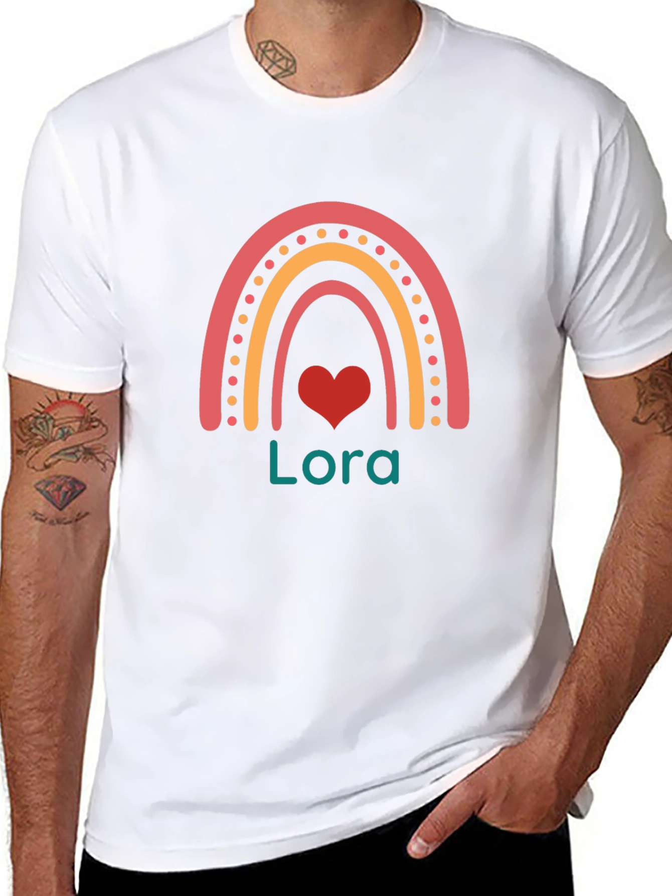 Personalized Rainbow Heart T-Shirt - Lora