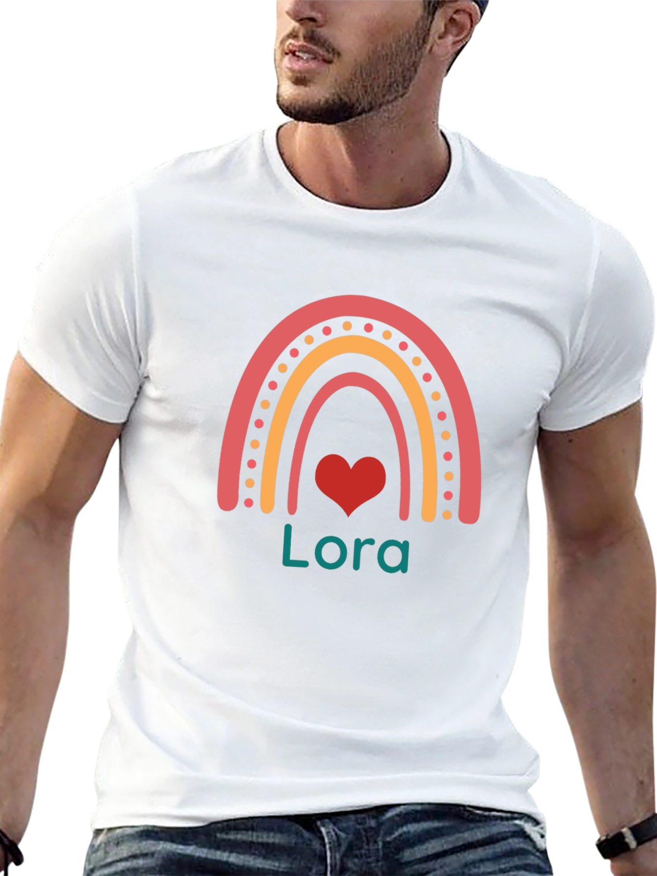 Personalized Rainbow Heart T-Shirt - Lora