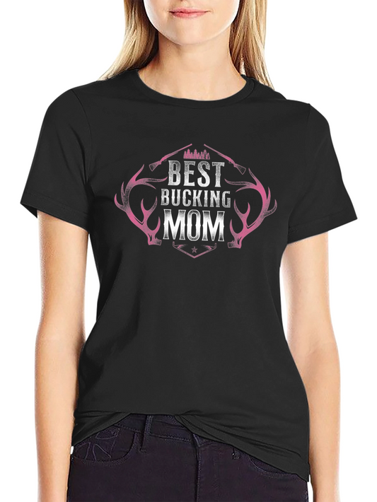 Best Bucking Mom Black T-Shirt