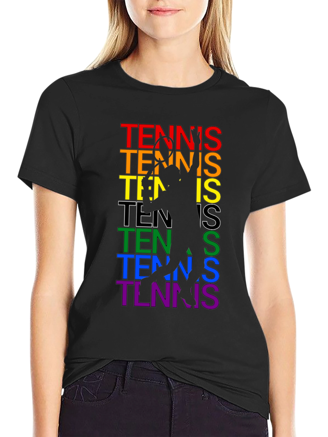 Rainbow Tennis Silhouette T-Shirt