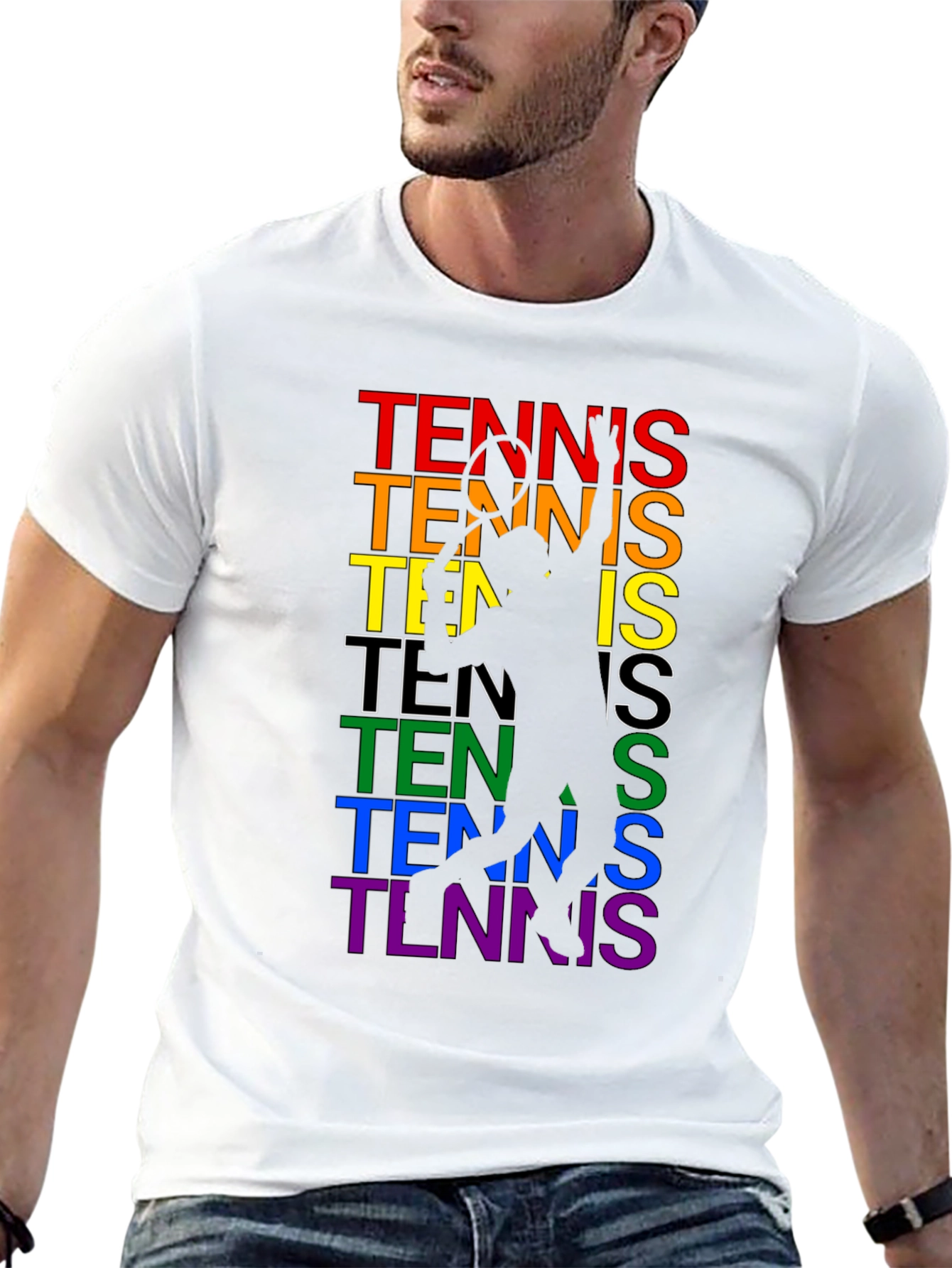 Rainbow Tennis Silhouette T-Shirt