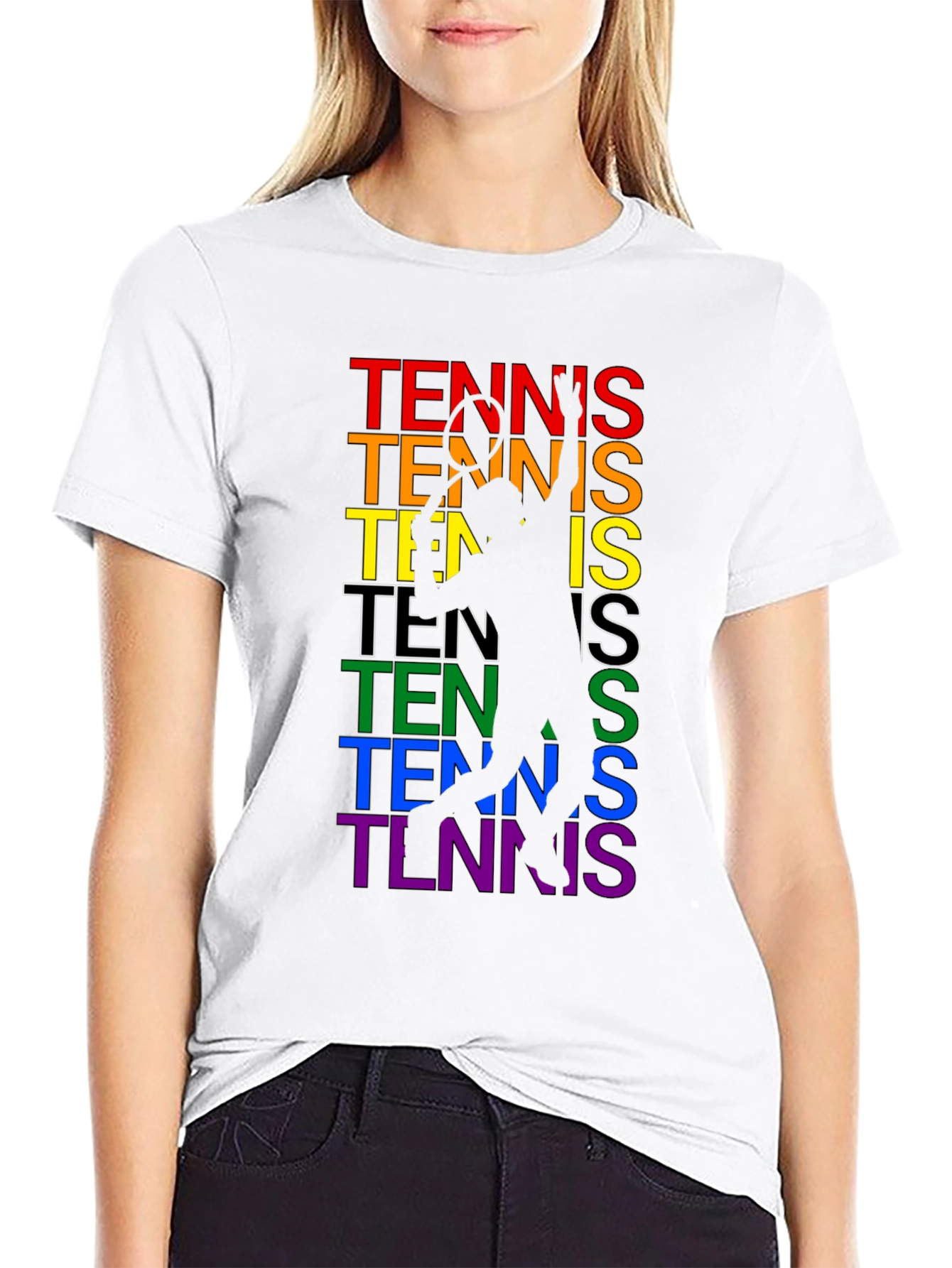 Rainbow Tennis Silhouette T-Shirt