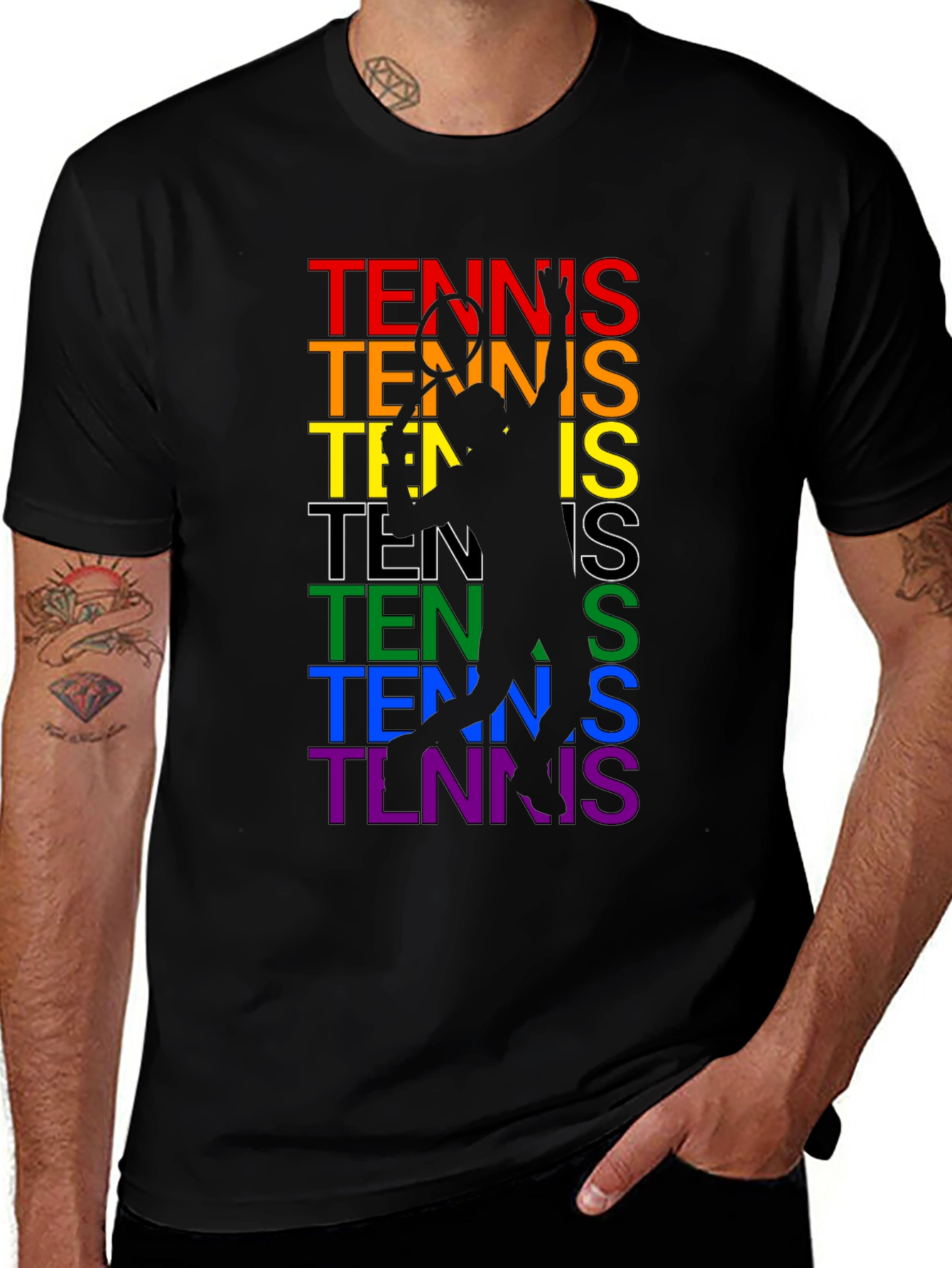 Rainbow Tennis Silhouette T-Shirt