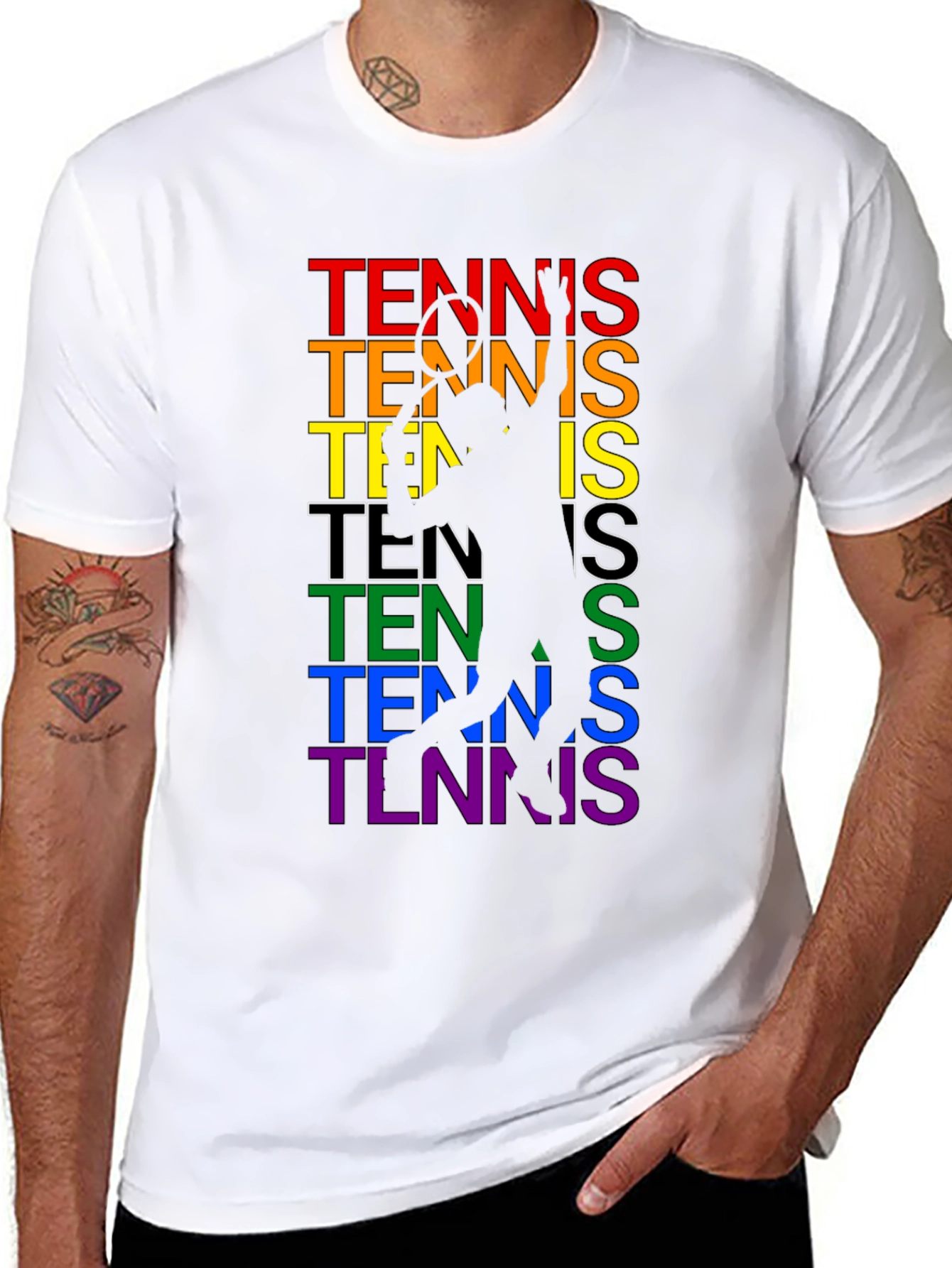 Rainbow Tennis Silhouette T-Shirt