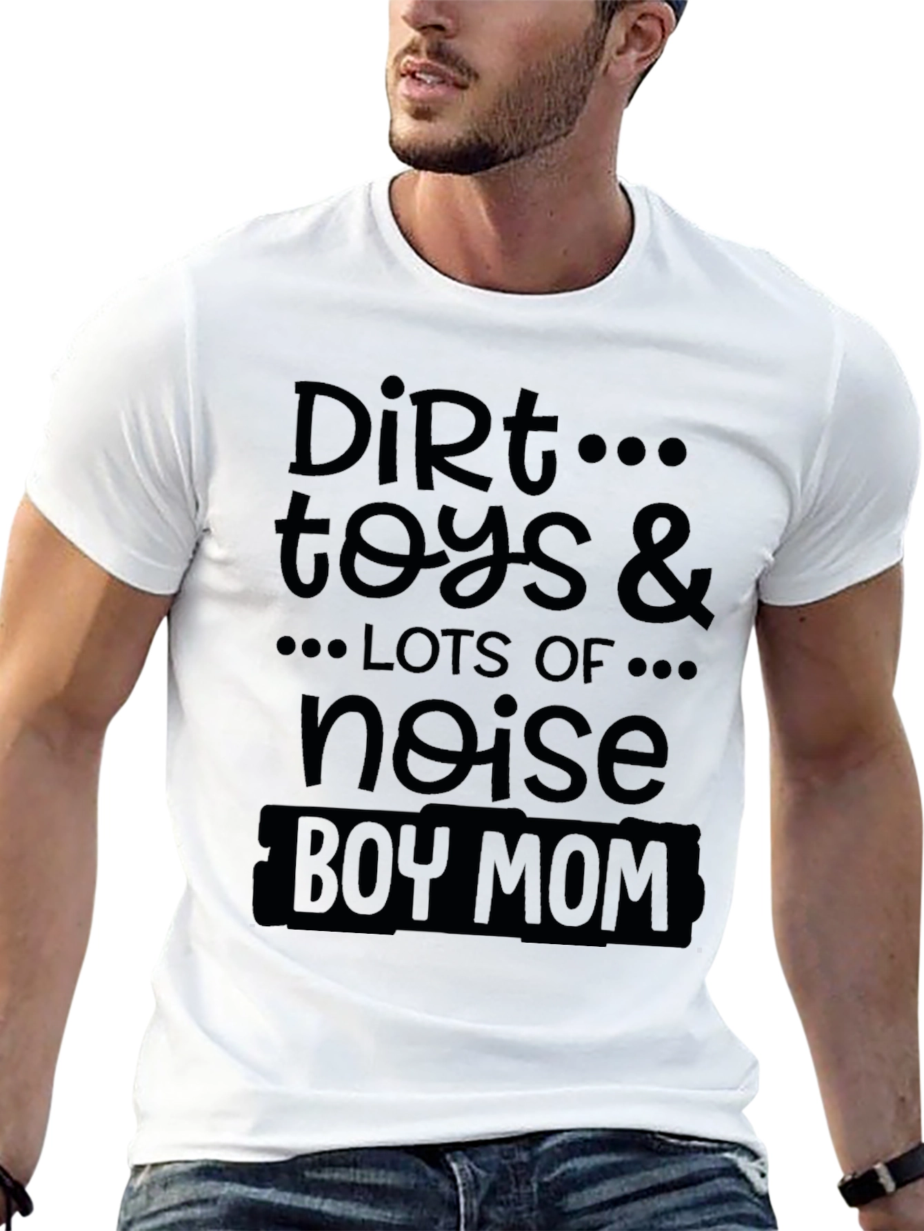 Dirt Toys & Noise Boy Mom Black Graphic T-Shirt