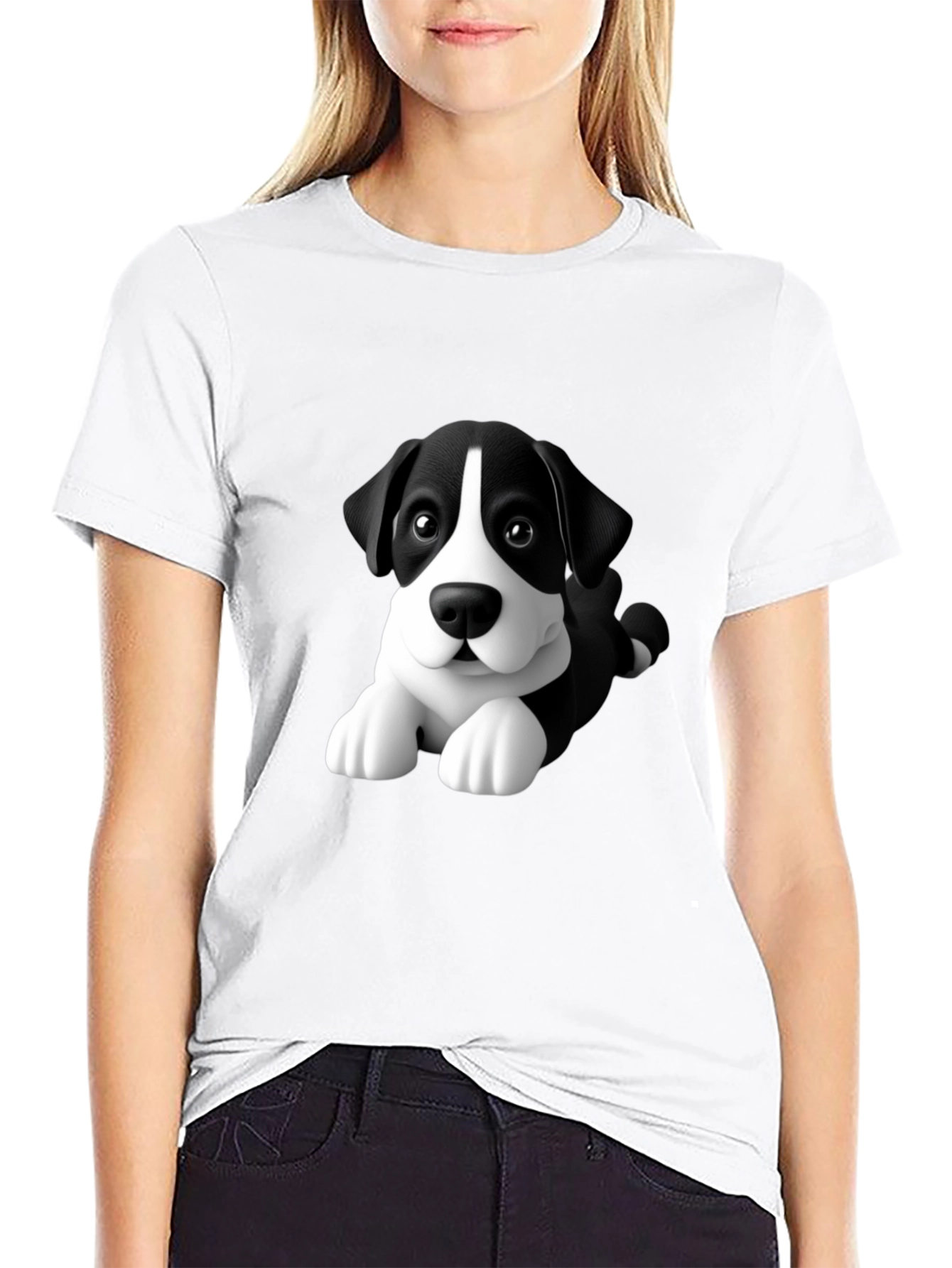 Cartoon Dog Graphic Tee - Mens Black T-Shirt