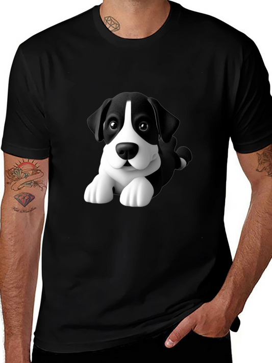 Cartoon Dog Graphic Tee - Mens Black T-Shirt