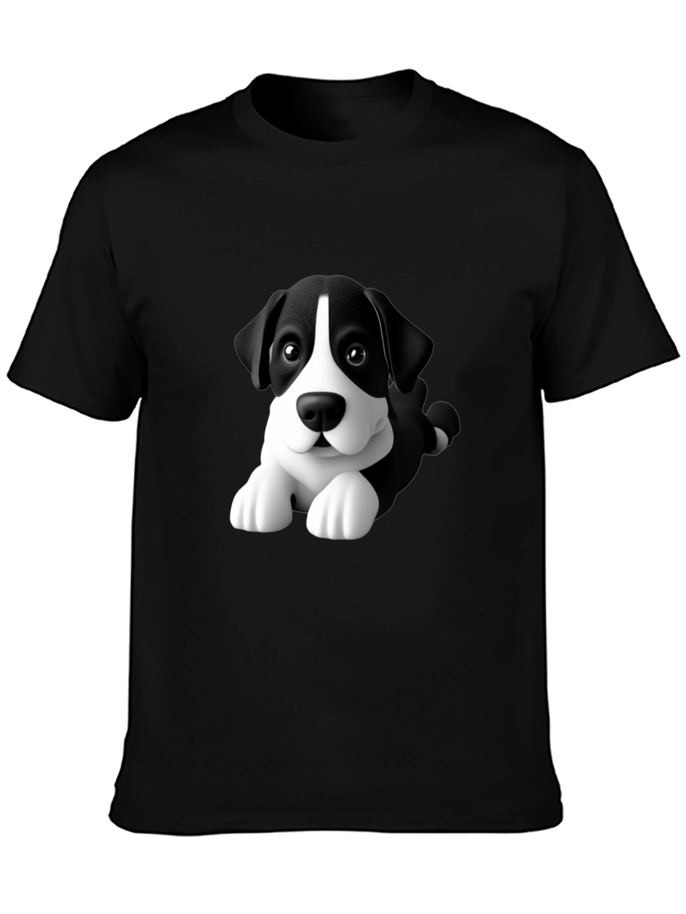Cartoon Dog Graphic Tee - Mens Black T-Shirt