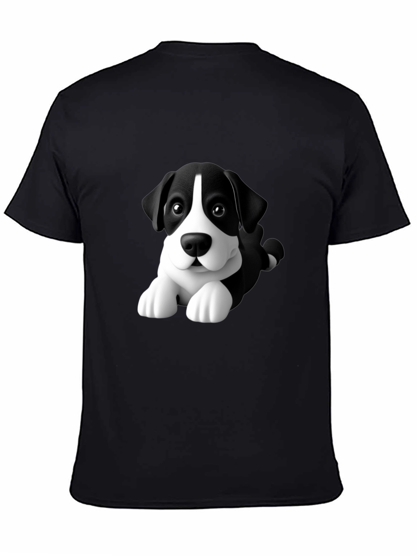Cartoon Dog Graphic Tee - Mens Black T-Shirt
