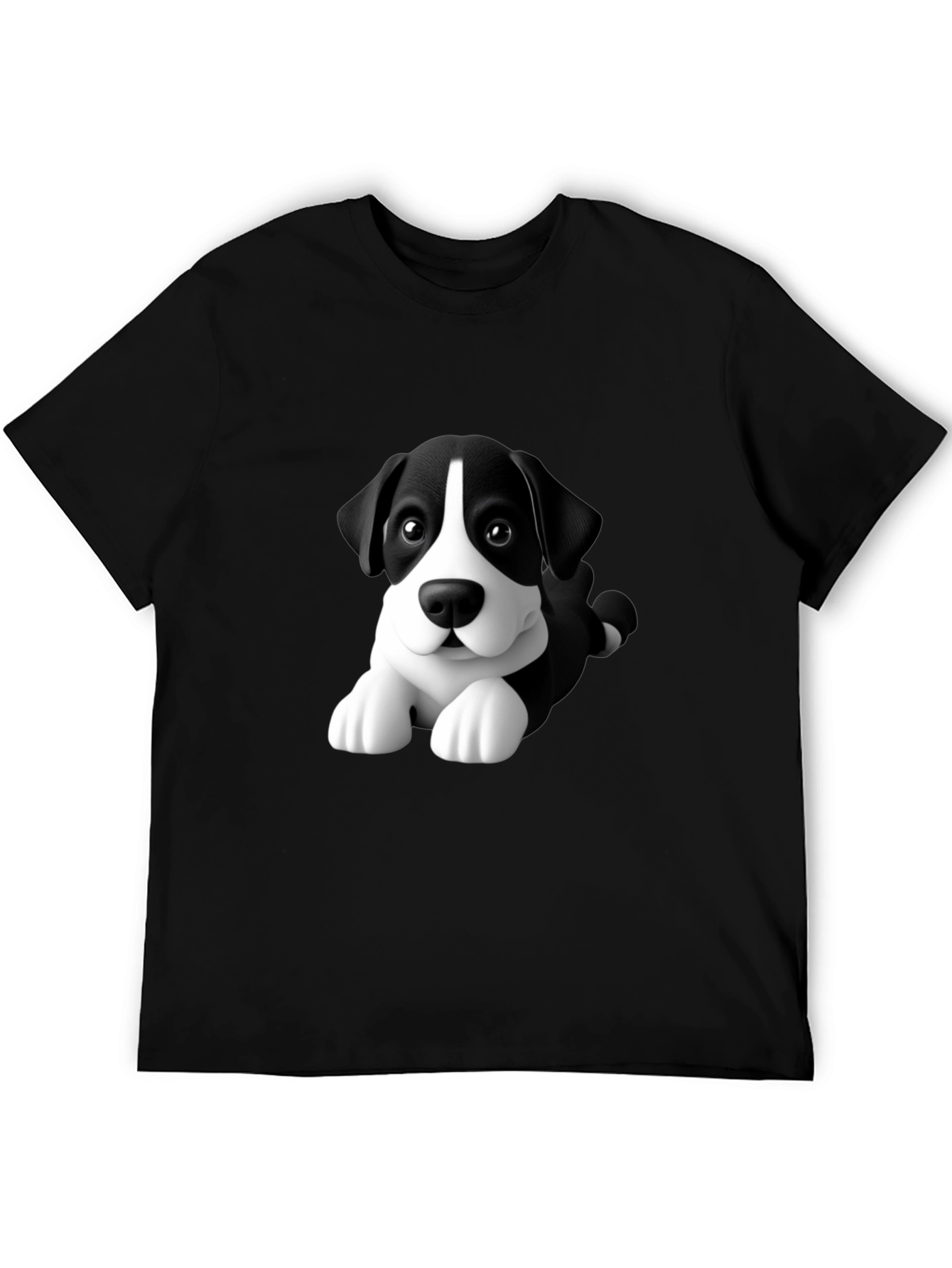 Cartoon Dog Graphic Tee - Mens Black T-Shirt