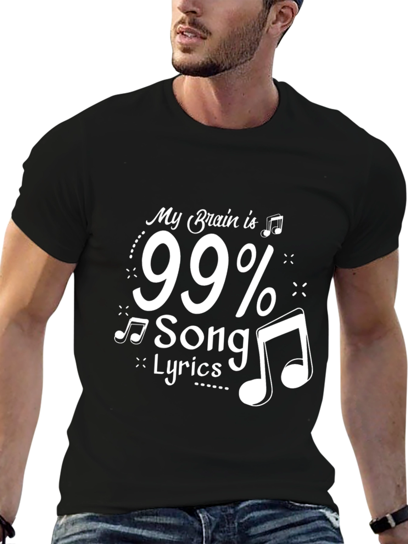 99% Song Lyrics Black Tee - Music Lover Gift