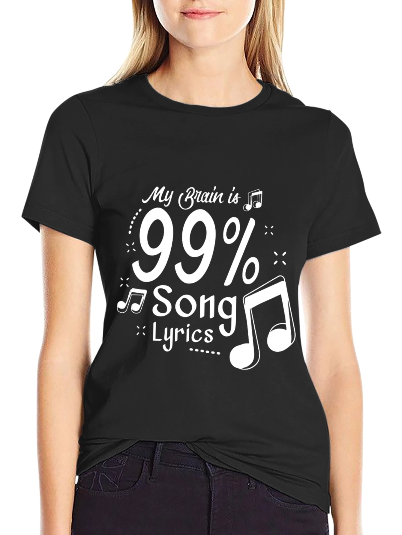 99% Song Lyrics Black Tee - Music Lover Gift