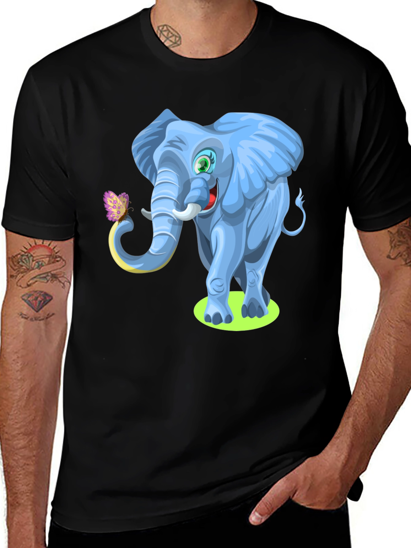 Cartoon Elephant Graphic Tee - Soft Cotton Blend
